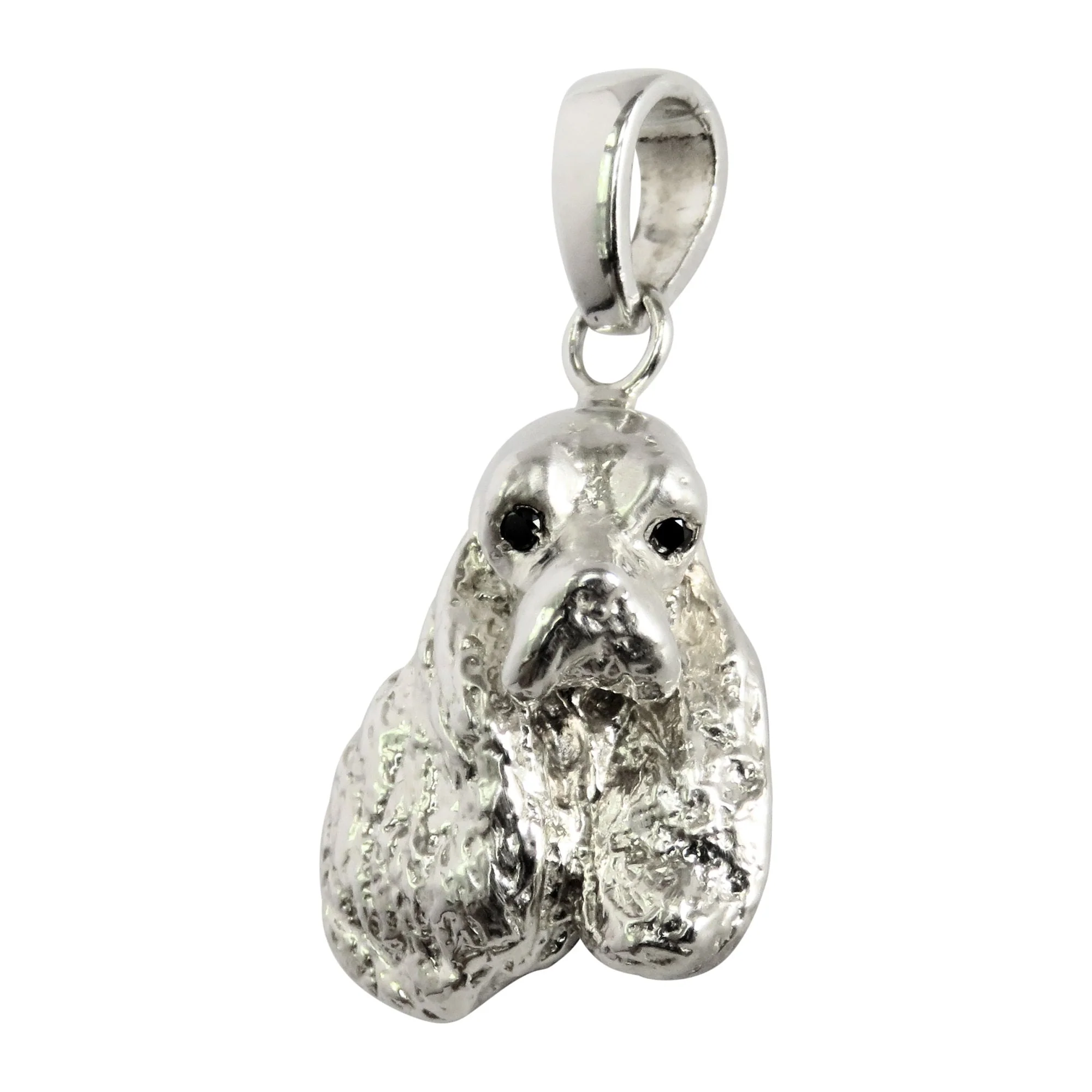 Cocker Spaniel in Sterling Silver with Black Diamond Eye Pendant - Image 2