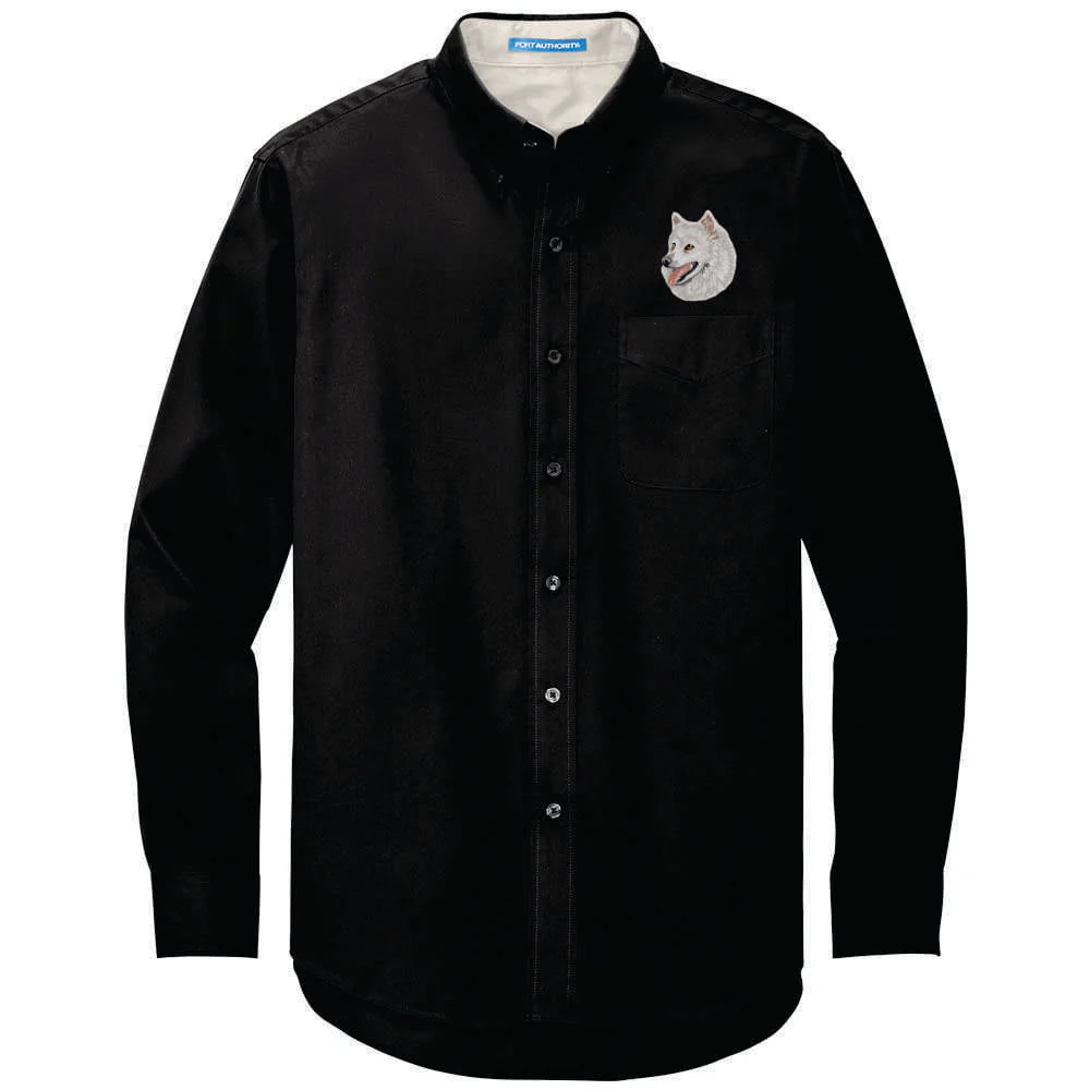 American Eskimo Dog Embroidered Long Sleeve Button Up Shirt - Image 4