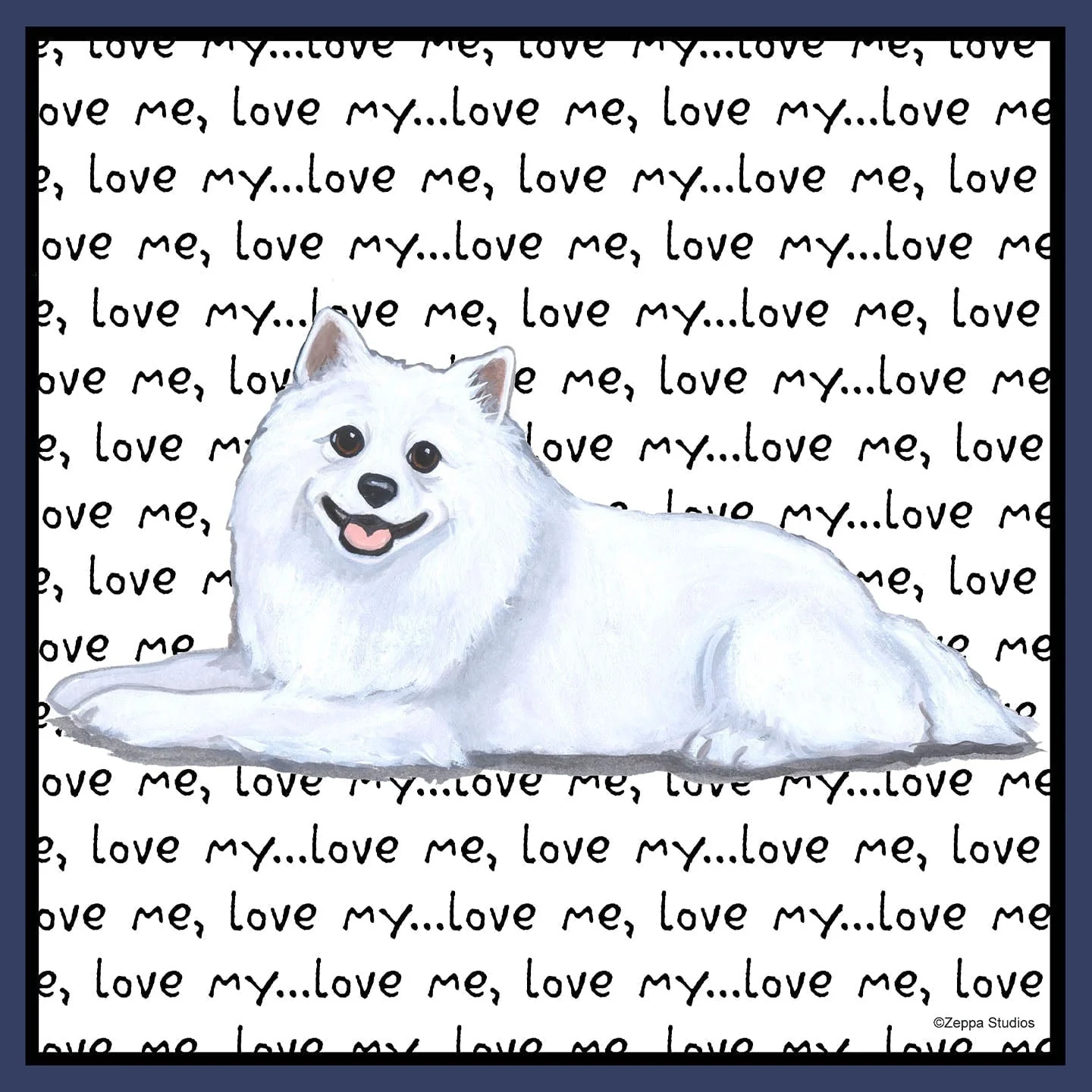 American Eskimo Love Text - Adult Unisex Crewneck Sweatshirt - Image 2