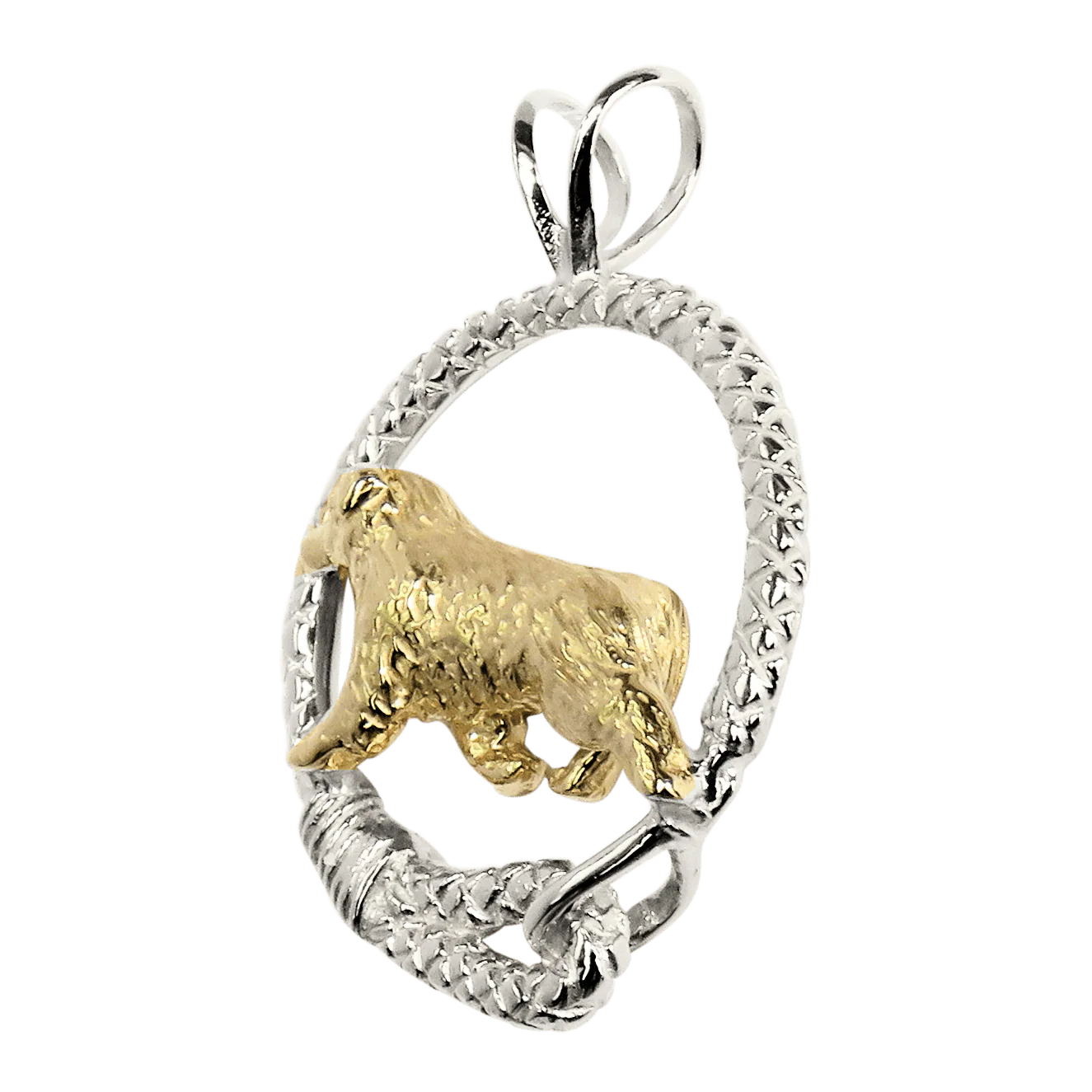 Australian Shepherd Solid 14K Gold in Sterling Silver Leash Pendant - Image 3