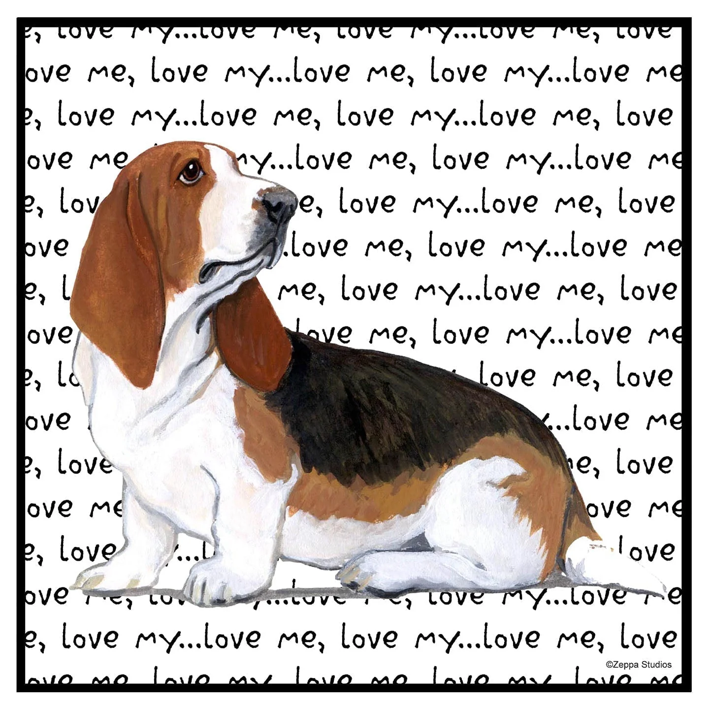 Basset Hound Love Text - Women's V-Neck T-Shirt - Image 2