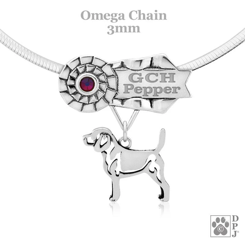 Beagle, Body, Engravable Ribbon Charm Holder