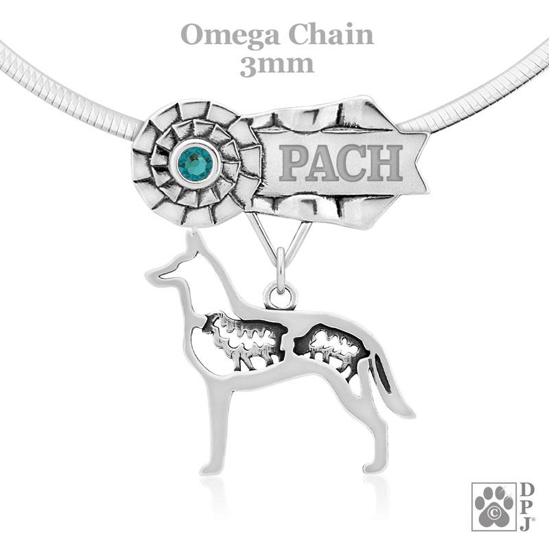 Belgian Malinois w/ Sheep, Body, Engravable Ribbon Charm Holder