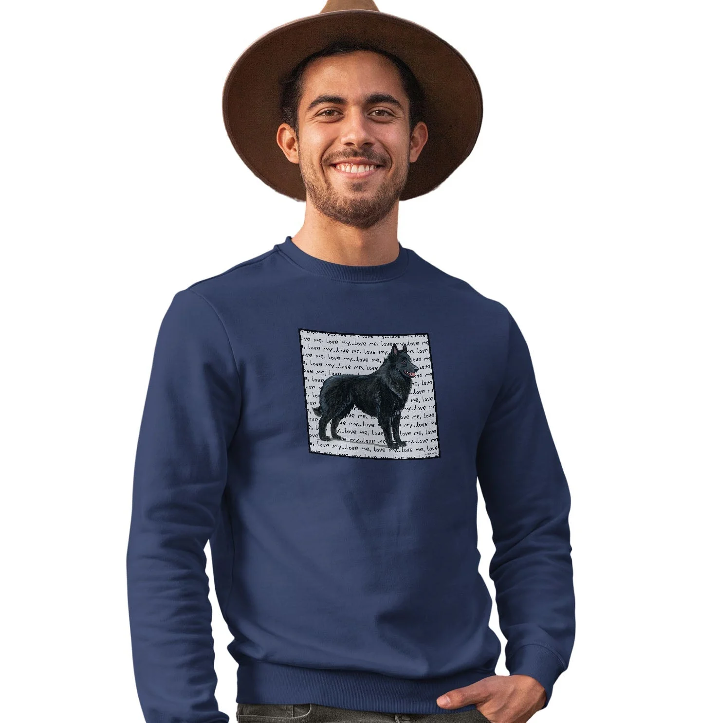 Belgian Shepherd Love Text - Adult Unisex Crewneck Sweatshirt - Image 3
