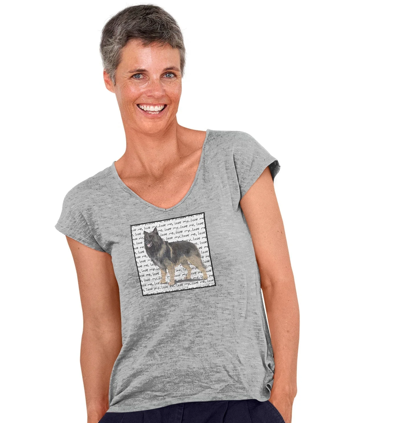 Belgian Tervuren Love Text - Women's V-Neck T-Shirt - Image 3