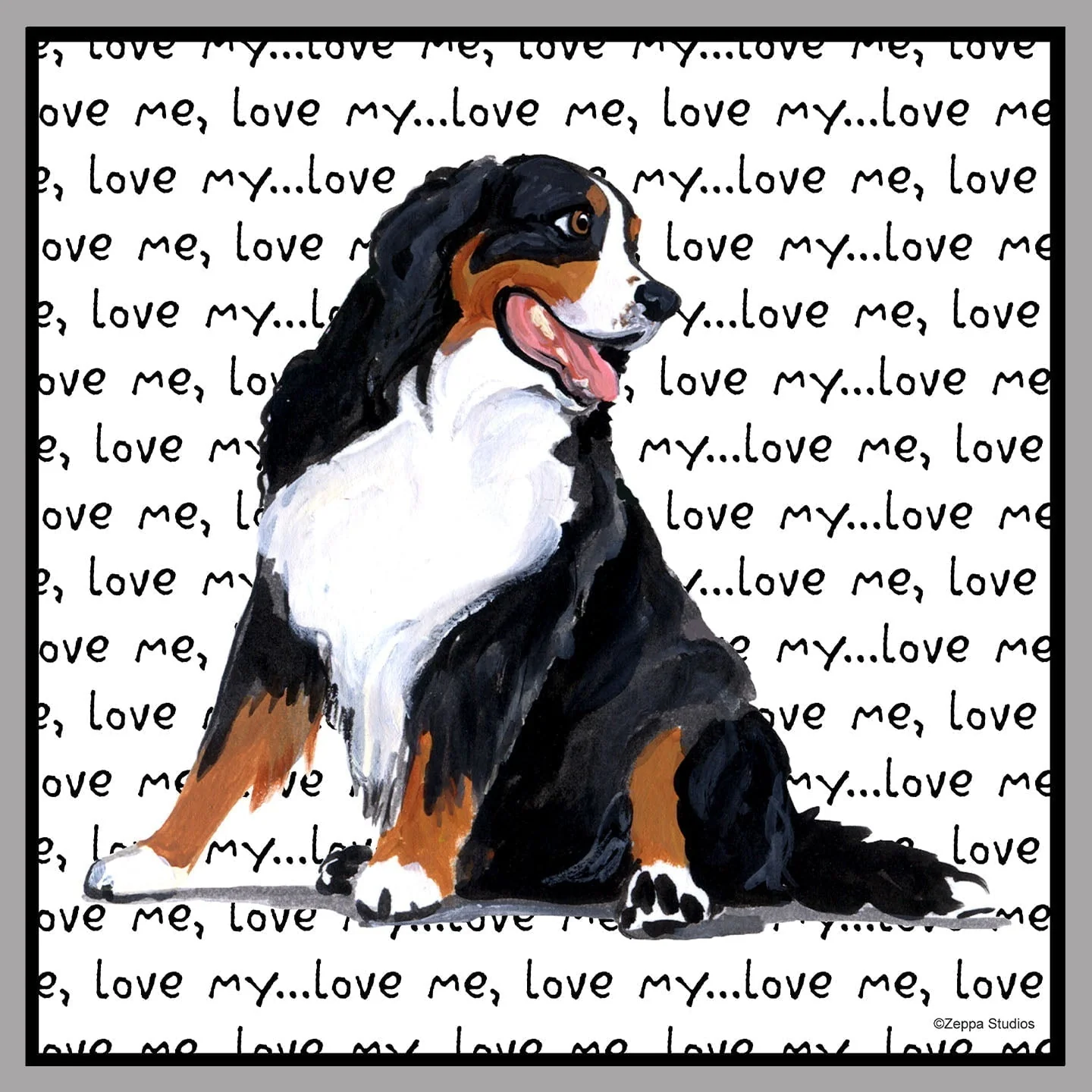 Bernese Mountain Dog Love Text - Women's V-Neck T-Shirt - Image 2