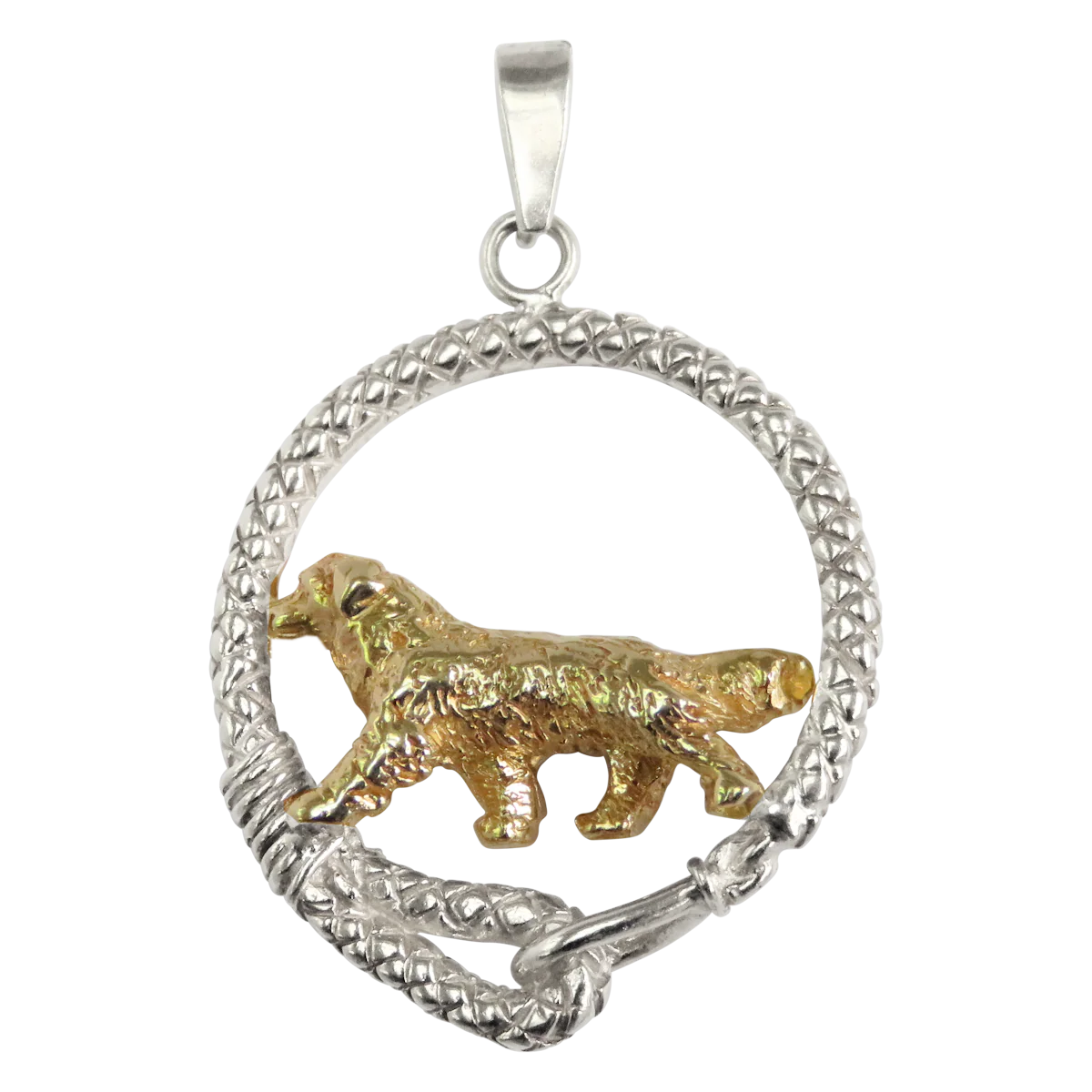 Bernese Mountain Dog -Solid 14K Gold  in Sterling Silver Leash Pendant