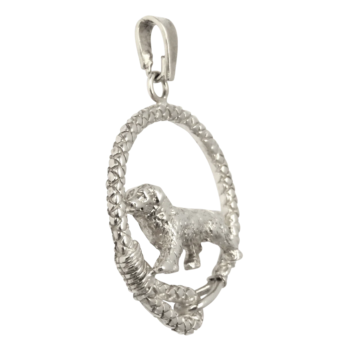 Bernese Mountain Dog in Solid Sterling Silver Leash Pendant - Image 2