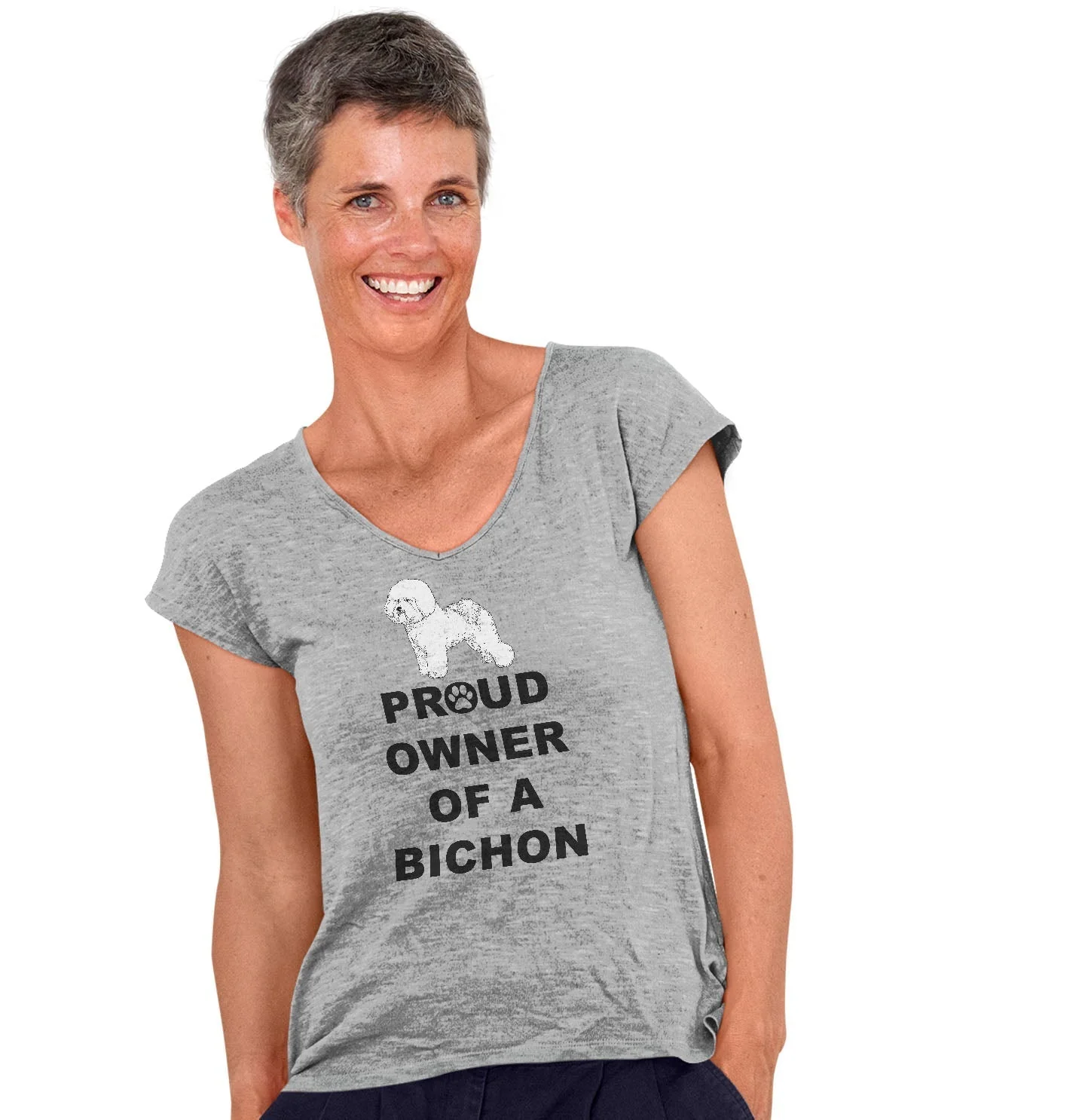 Bichon Frise Proud Owner - Women's V-Neck T-Shirt - Image 3