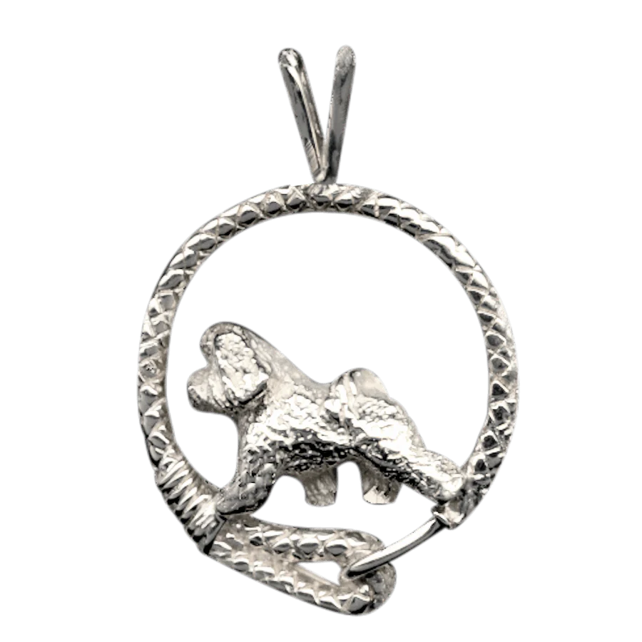 Bichon Frise in Solid Sterling Silver Leash Pendant