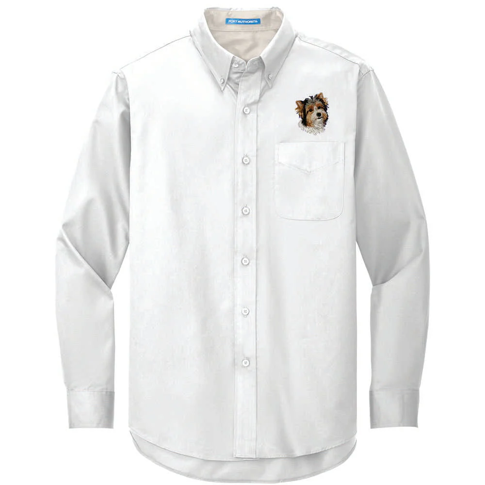 Biewer Terrier Embroidered Long Sleeve Button Up Shirt - Image 2