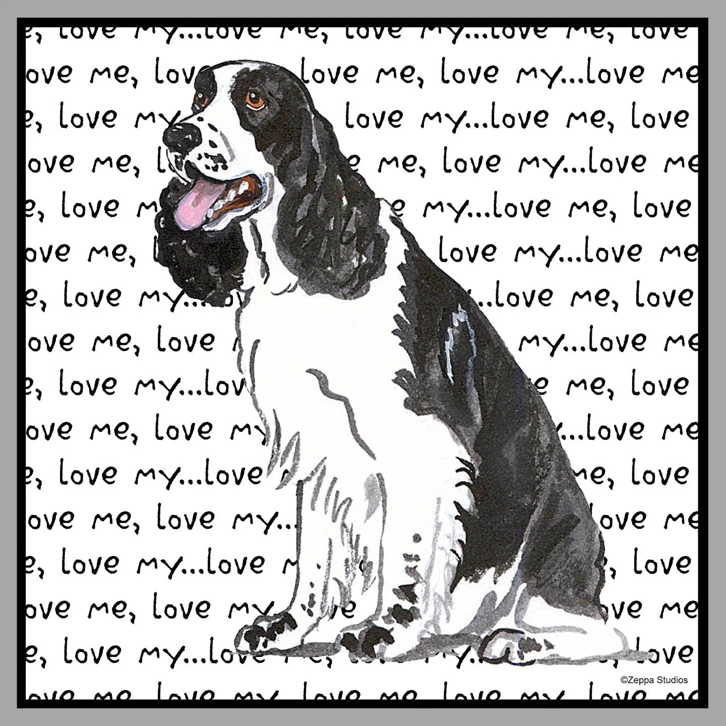Black and White Springer Love Text - Women's V-Neck T-Shirt - Image 2