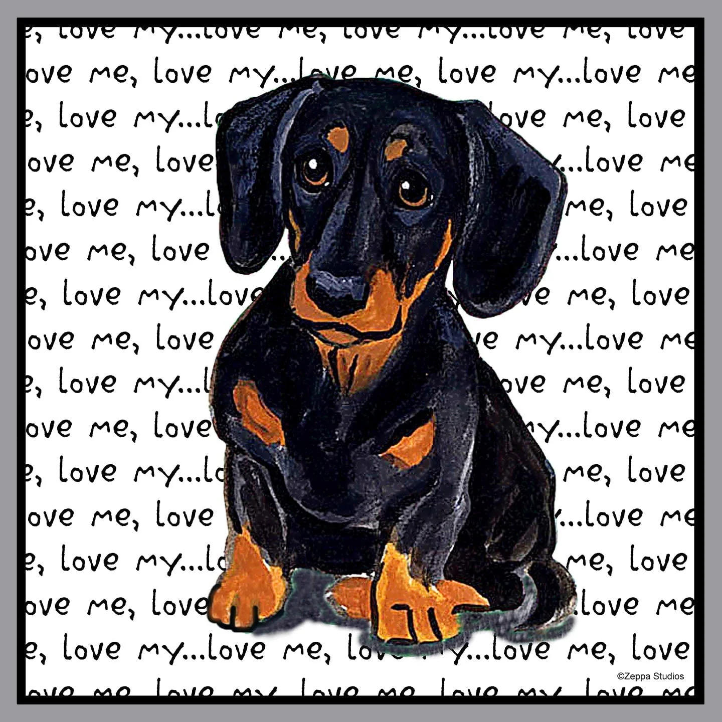 Black Dachshund Love Text - Adult Unisex Crewneck Sweatshirt - Image 2