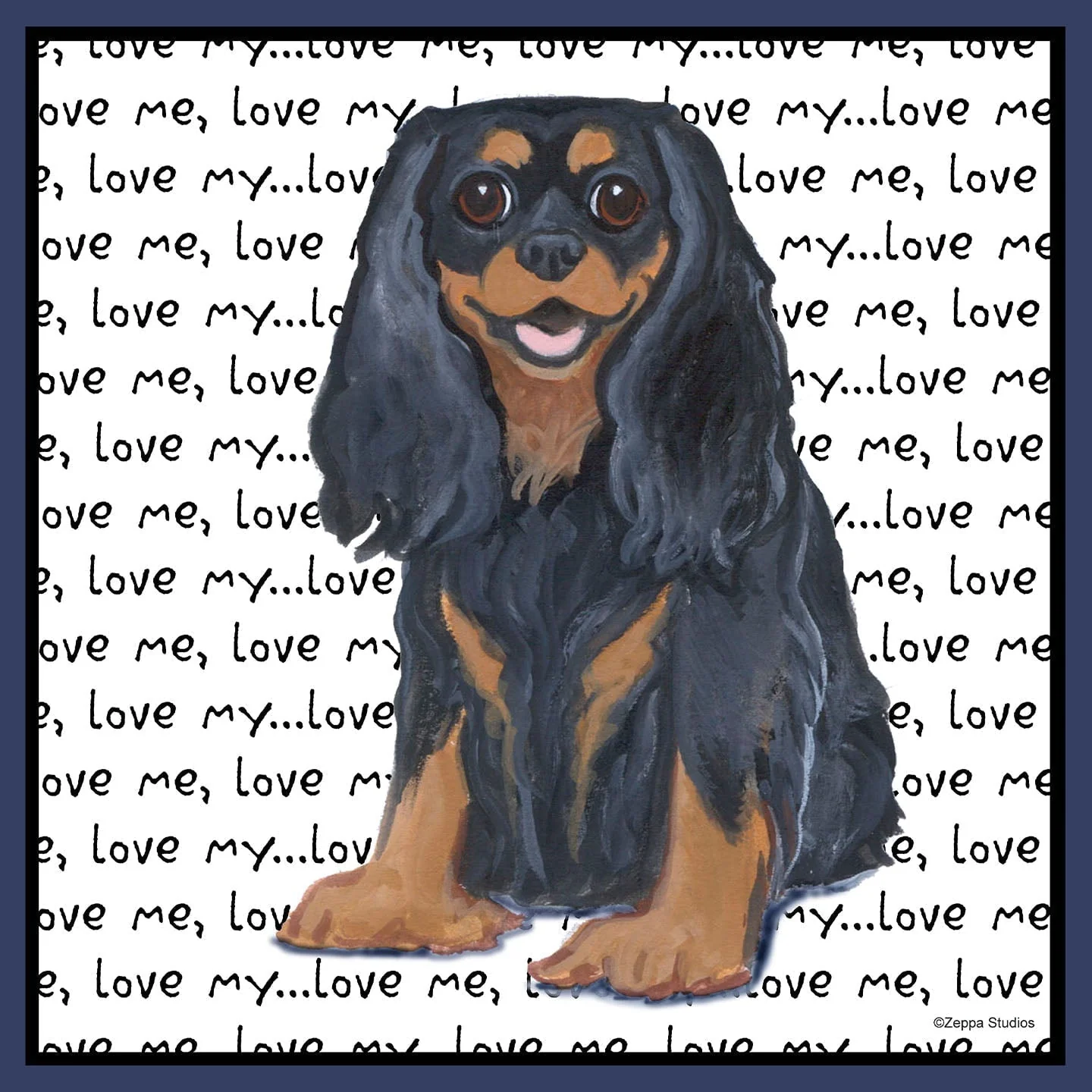 Black & Tan Cavalier King Charles Spaniel Love Text - Adult Unisex Crewneck Sweatshirt - Image 2