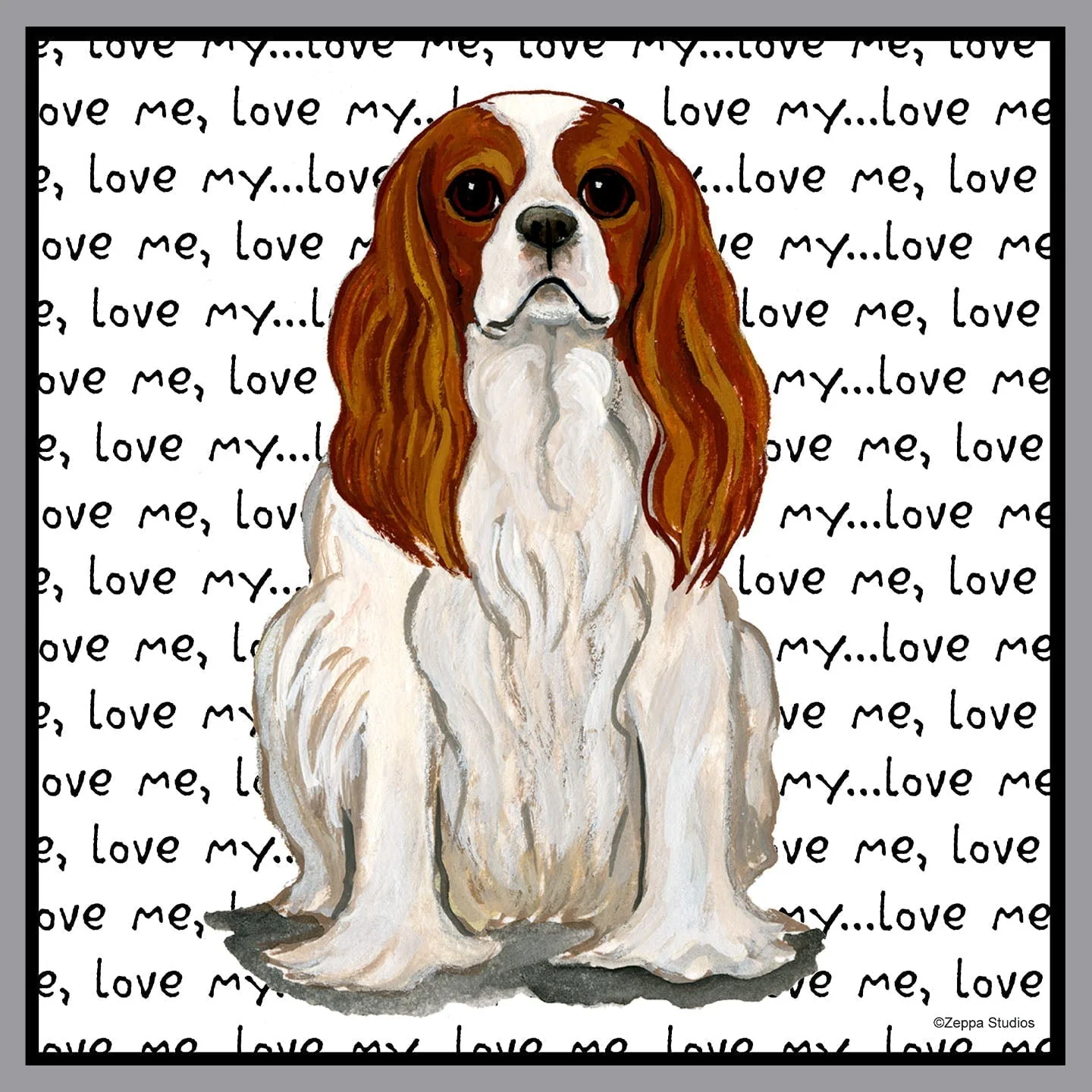 Blenheim Cavalier King Charles Spaniel Love Text - Adult Unisex Crewneck Sweatshirt - Image 2