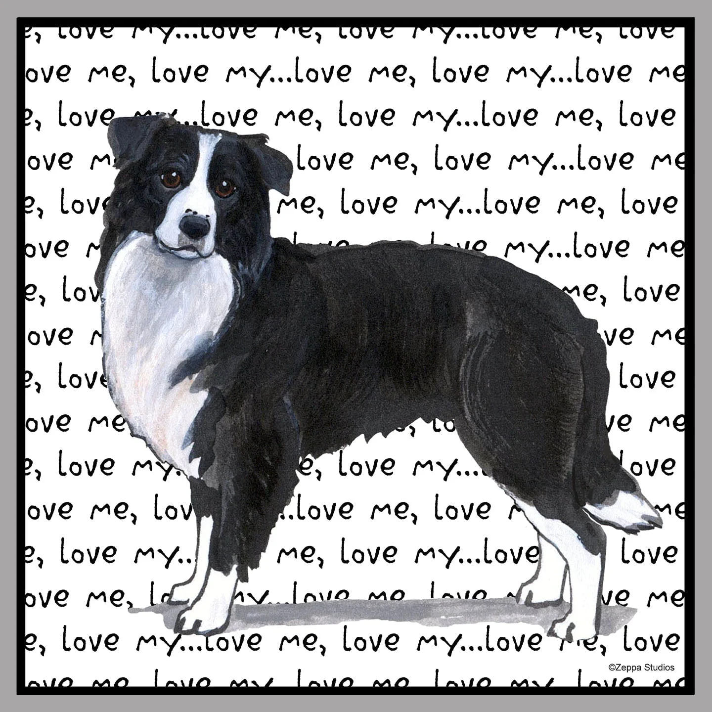 Border Collie Love Text - Women's V-Neck T-Shirt - Image 2