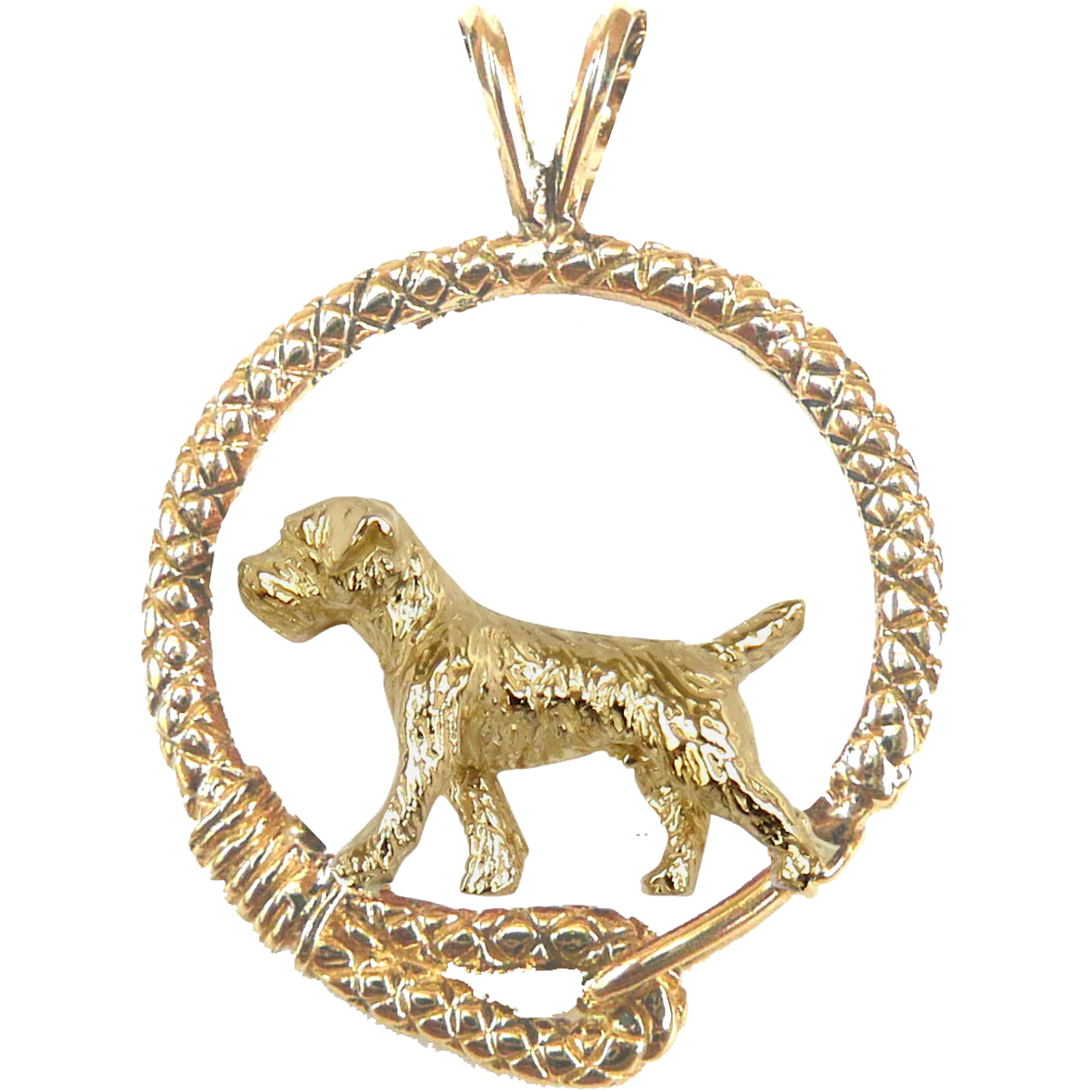 Border Terrier Solid 14K Gold Leash Pendant