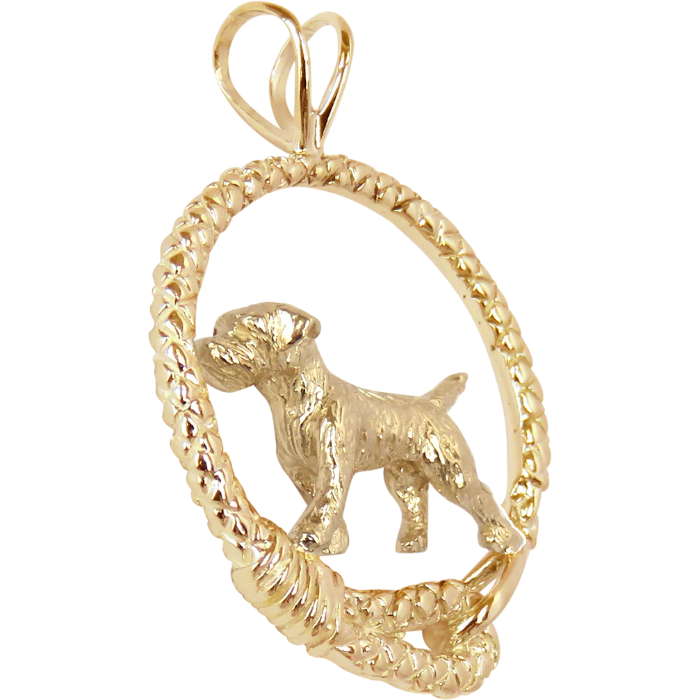 Border Terrier Solid 14K Gold Leash Pendant - Image 2