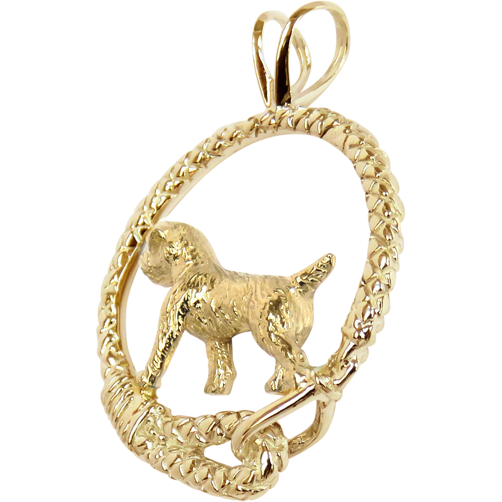 Border Terrier Solid 14K Gold Leash Pendant - Image 3