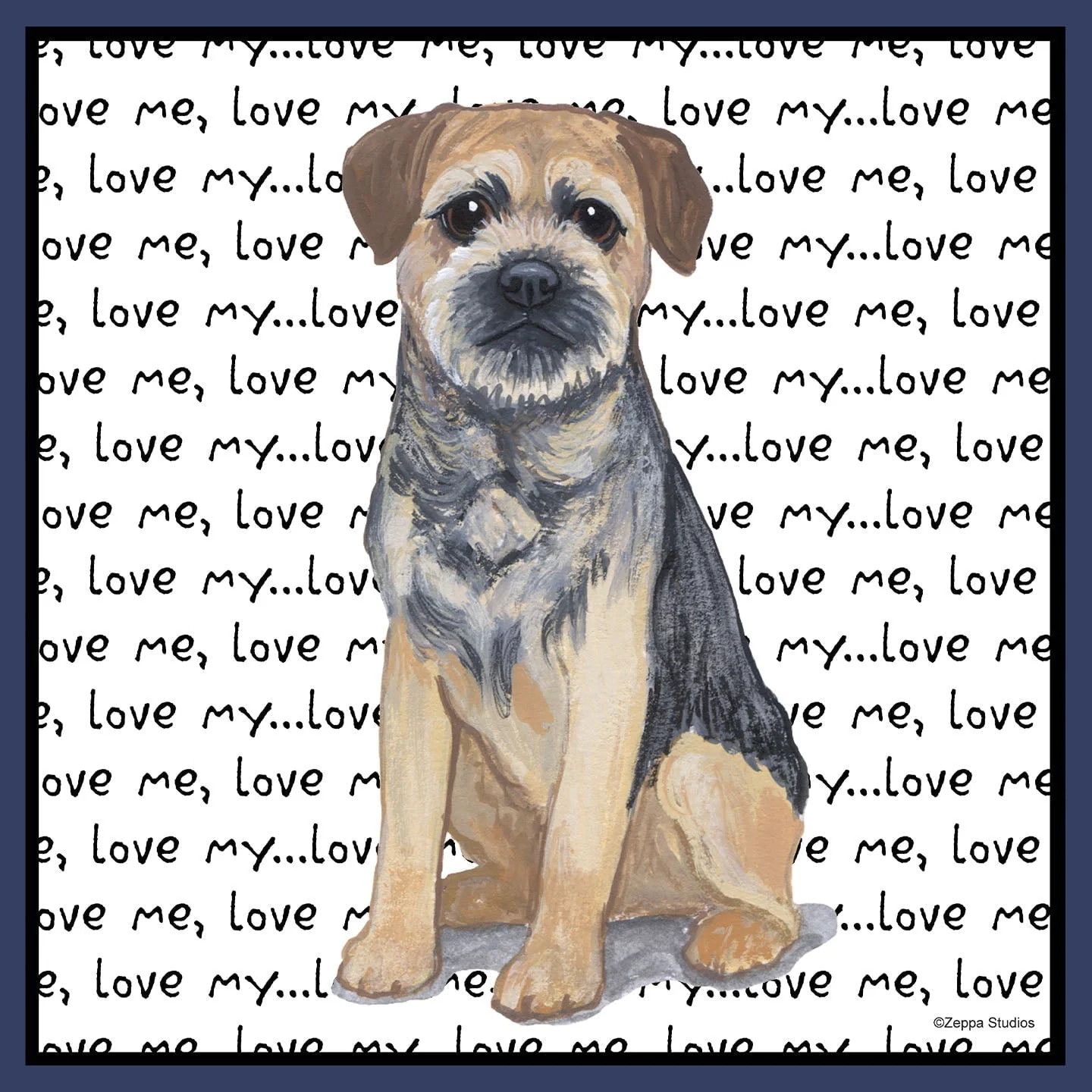 Border Terrier Love Text - Adult Unisex Crewneck Sweatshirt - Image 2