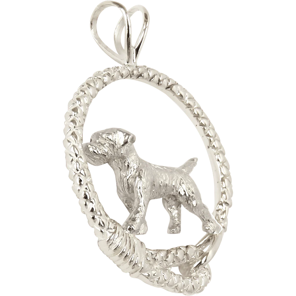 Border Terrier in Solid Sterling Silver Leash Pendant - Image 2