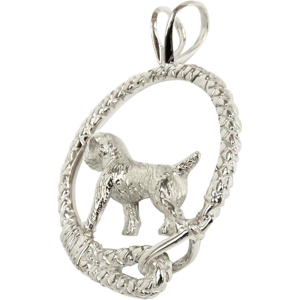 Border Terrier in Solid Sterling Silver Leash Pendant - Image 3