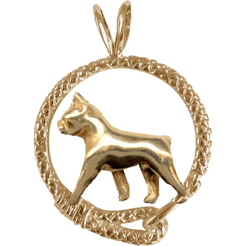 Boston Terrier Solid 14K Gold  Leash Pendant