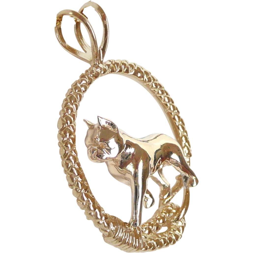 Boston Terrier Solid 14K Gold  Leash Pendant - Image 2