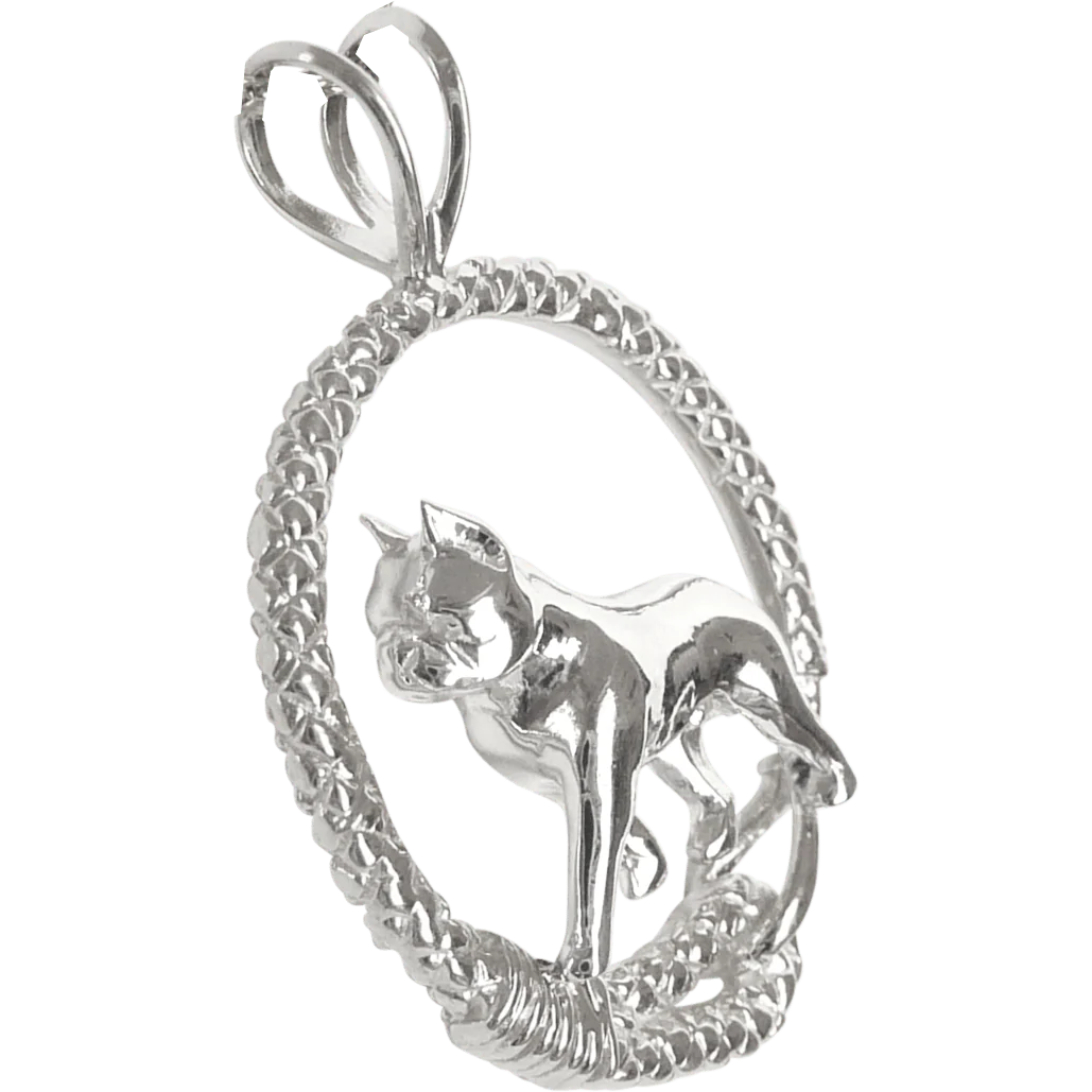 Boston Terrier in Solid Sterling Silver Leash Pendant - Image 2