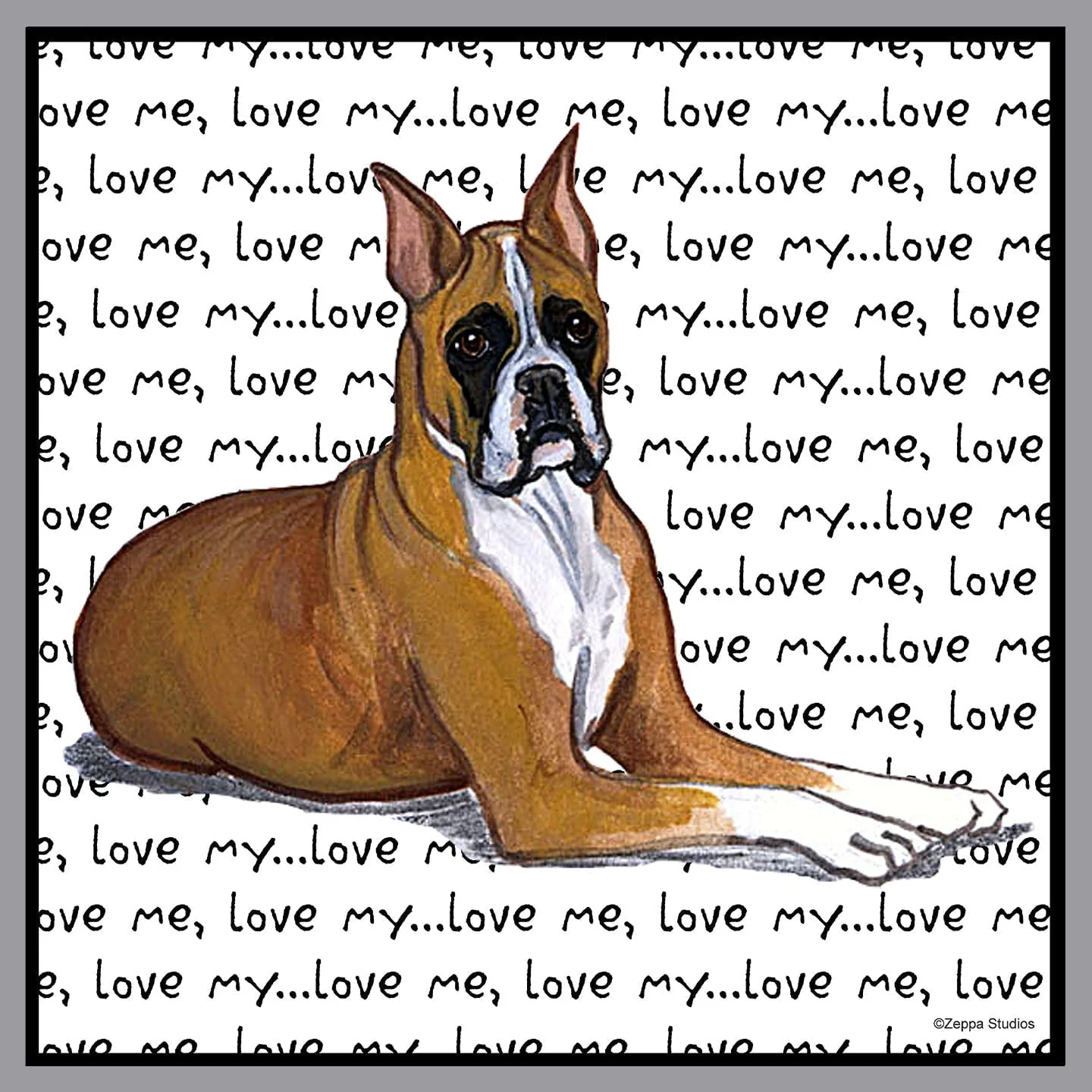 Boxer Love Text - Adult Unisex Crewneck Sweatshirt - Image 2