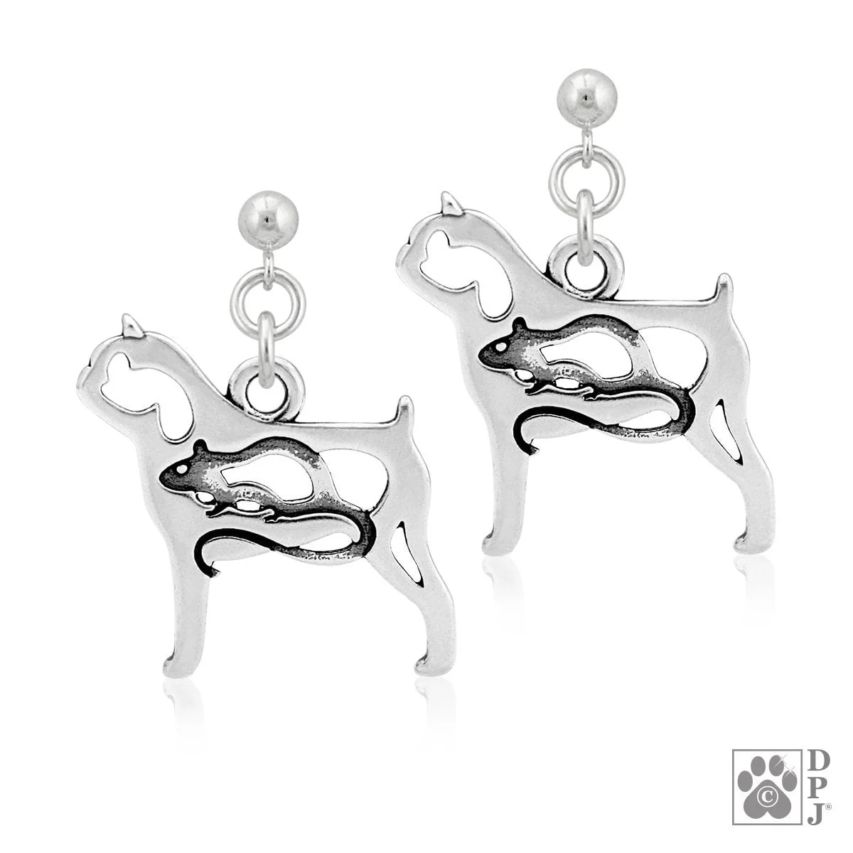 Brussels Griffon Smooth w/Rat Body, Earring - Image 2
