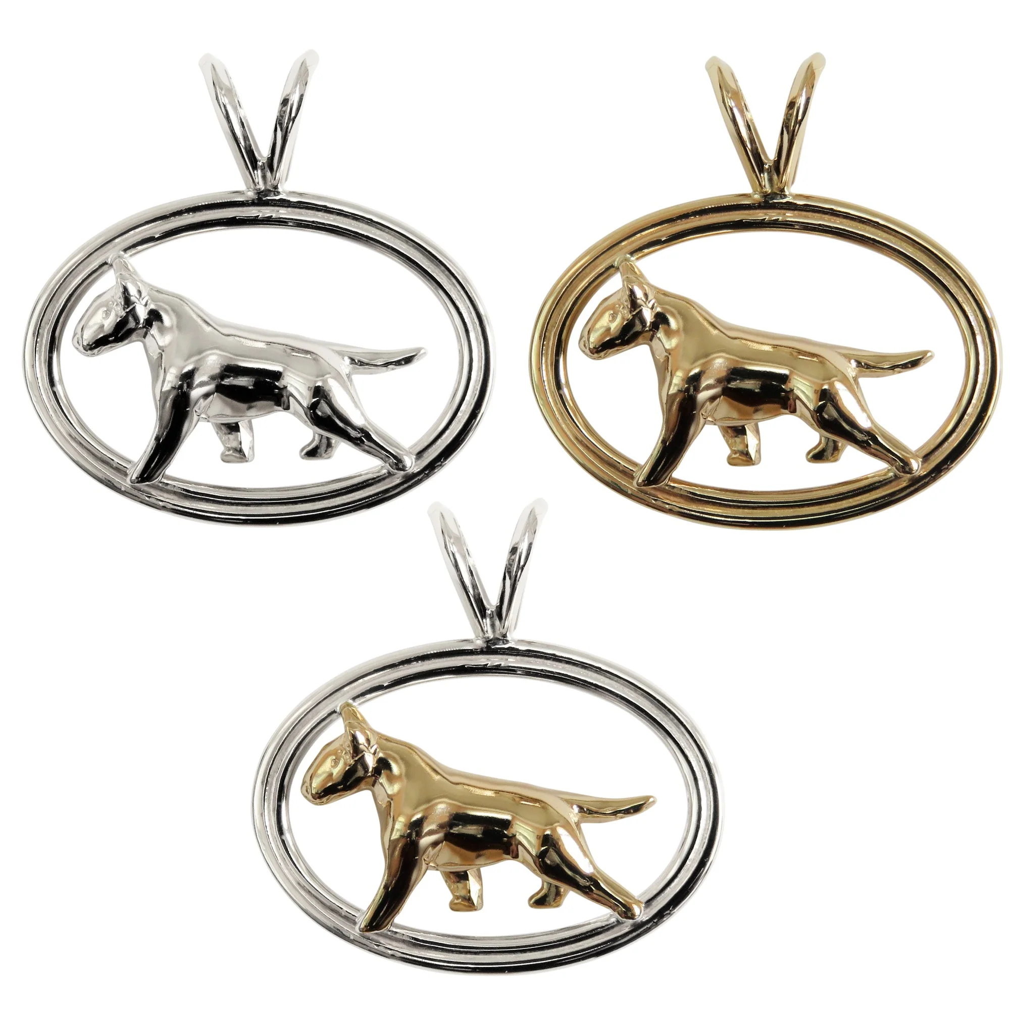 Bull Terrier in Sterling Silver Double Oval Pendant - Image 2