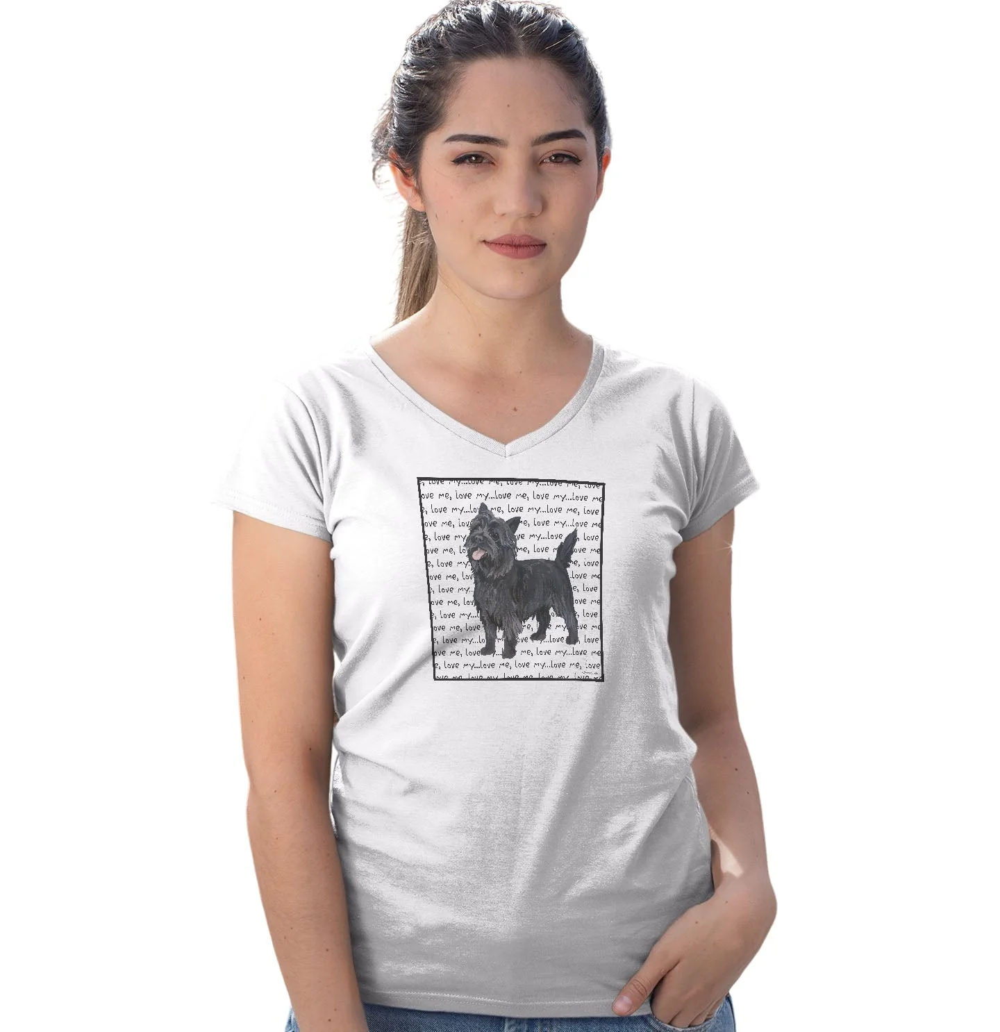 Cairn Terrier Love Text - Women's V-Neck T-Shirt - Image 3