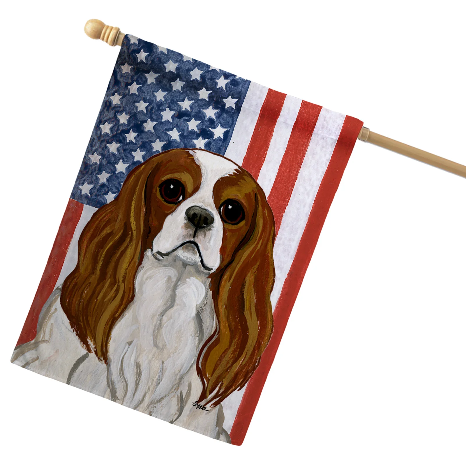 Cavalier King Charles Spaniel Americana House Flag - Image 2