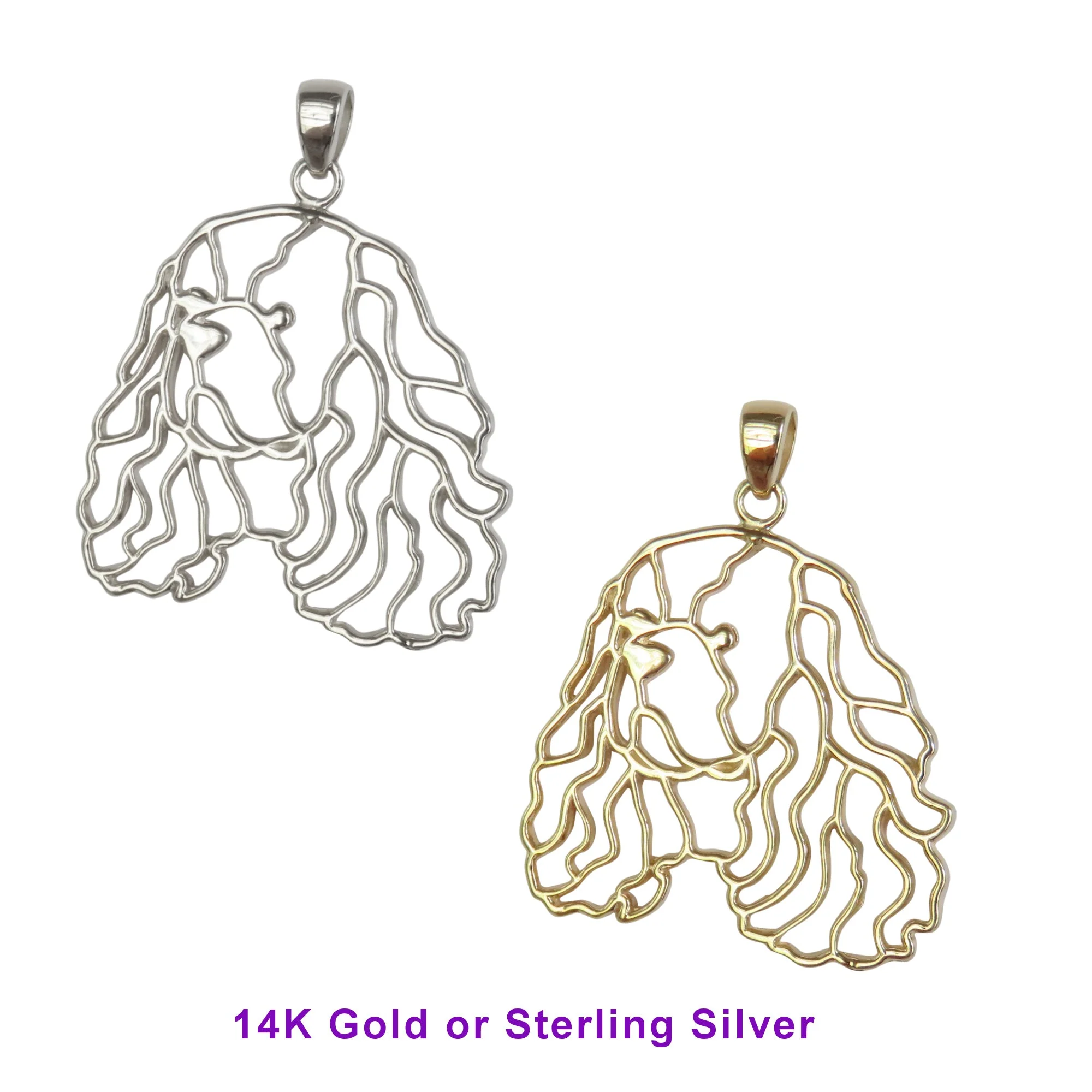 Cavalier King Charles Spaniel in Sterling Silver Silhoutte Head Pendant - Image 2
