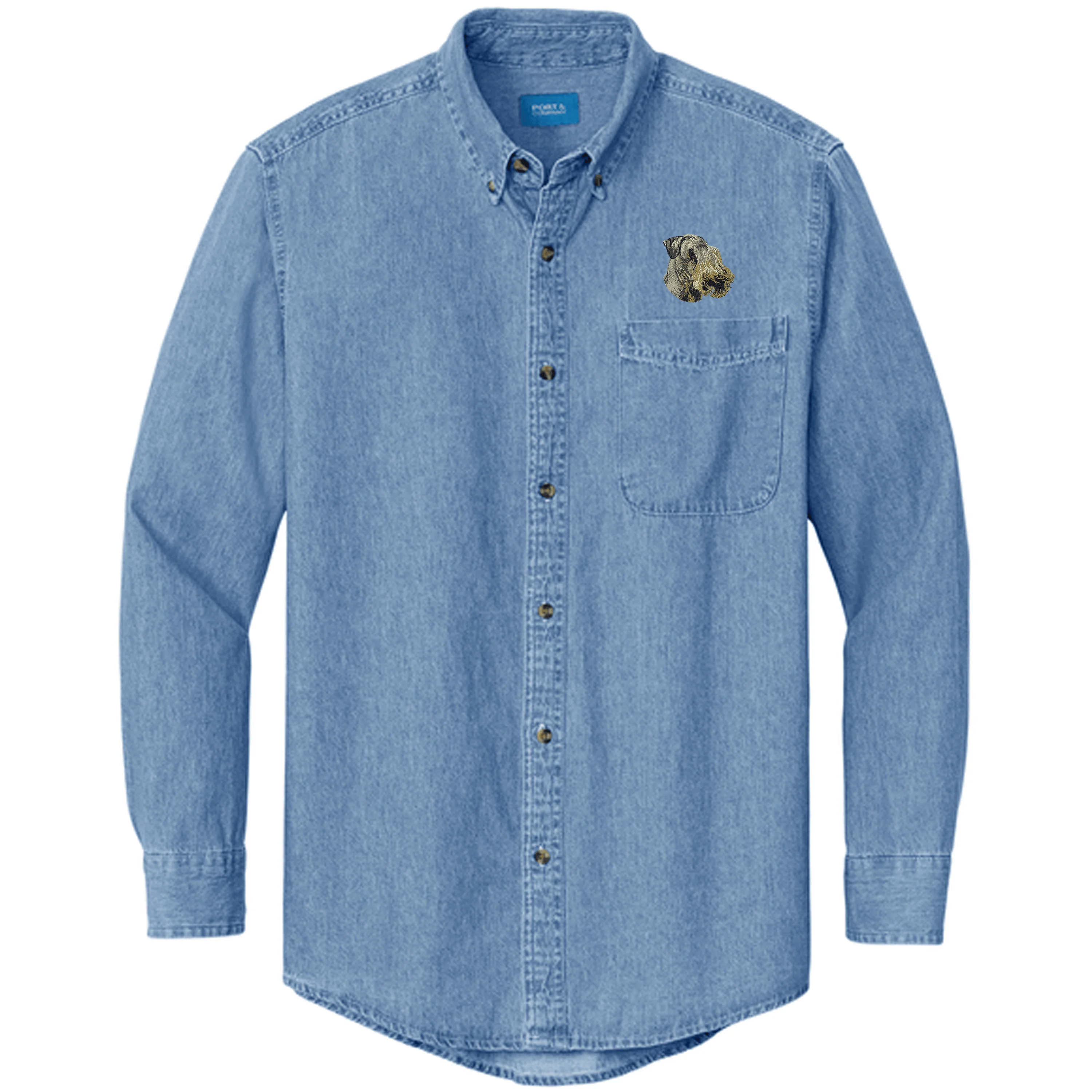 Cesky Terrier Embroidered Men's Denim Shirt