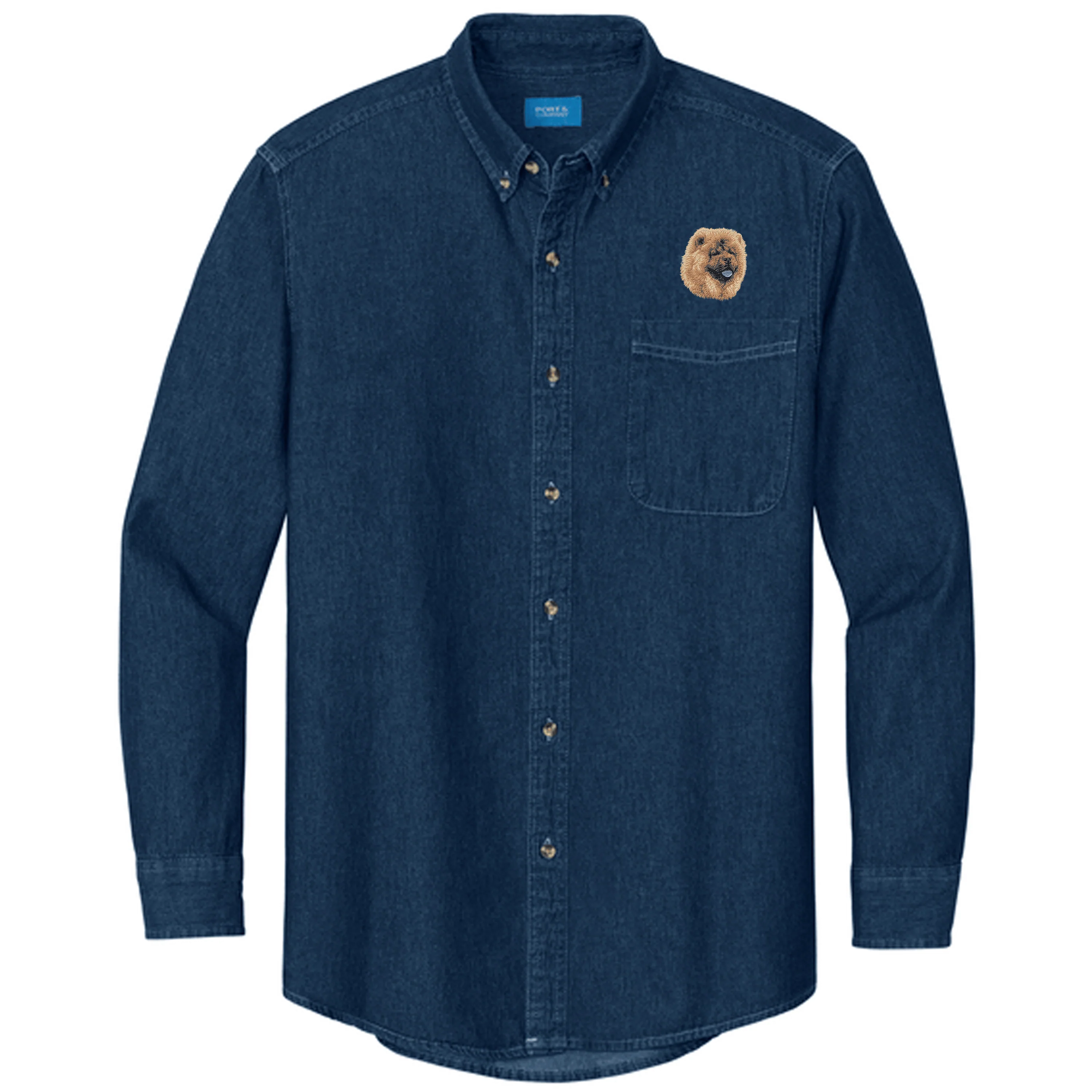 Chow Chow Embroidered Men's Denim Shirt - Image 3