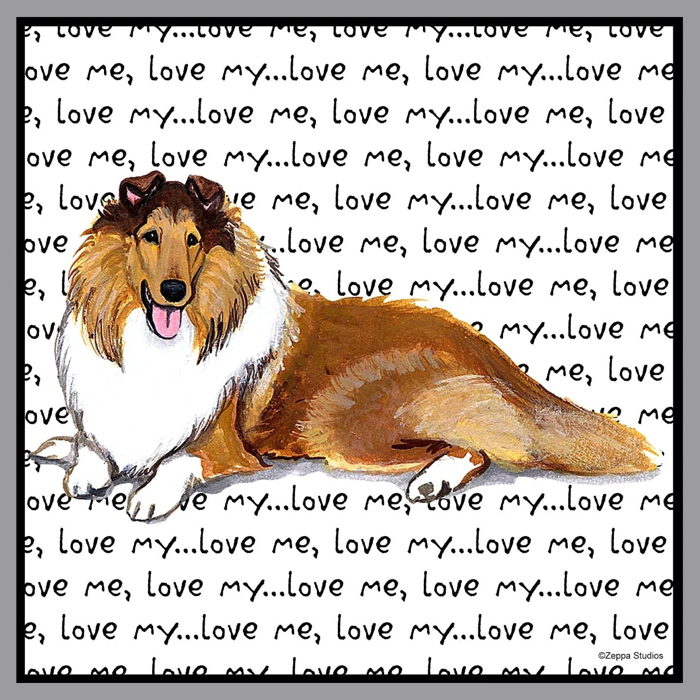 Collie Love Text - Adult Unisex Crewneck Sweatshirt - Image 2