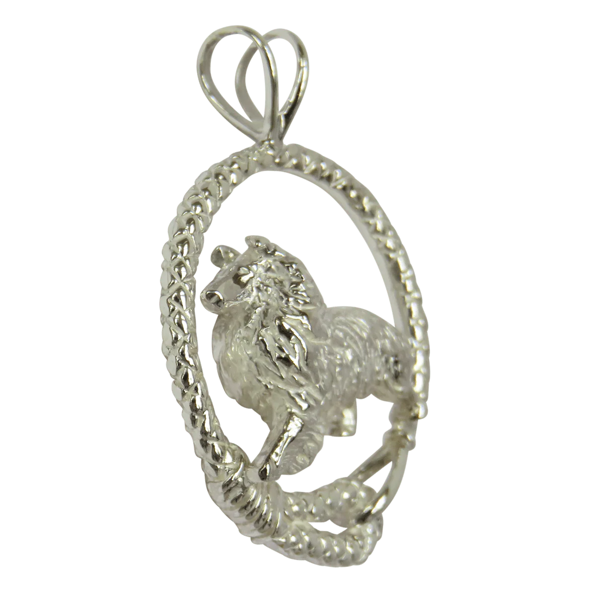 Rough Coat Collie in Solid Sterling Silver Leash Pendant - Image 2