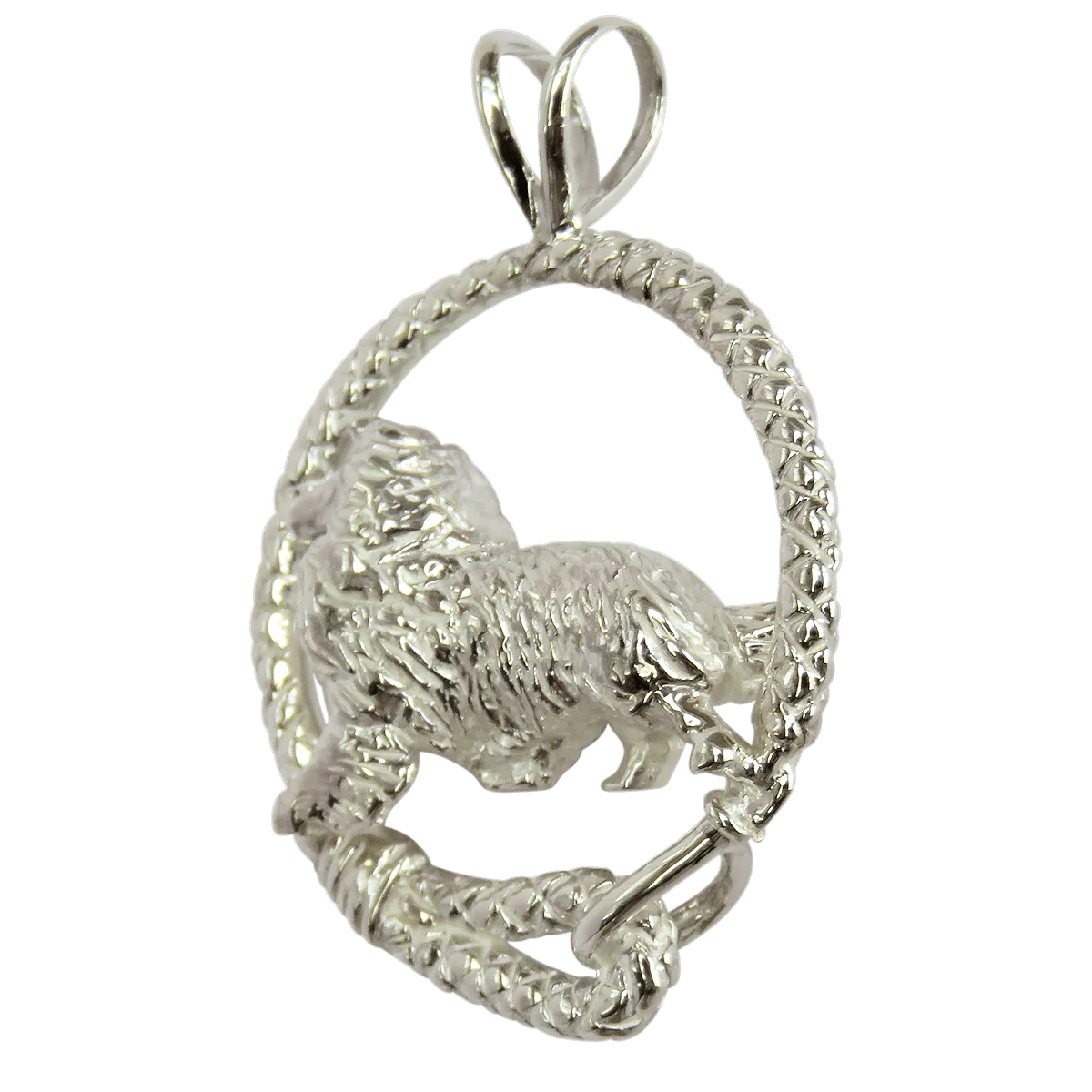 Rough Coat Collie in Solid Sterling Silver Leash Pendant - Image 3