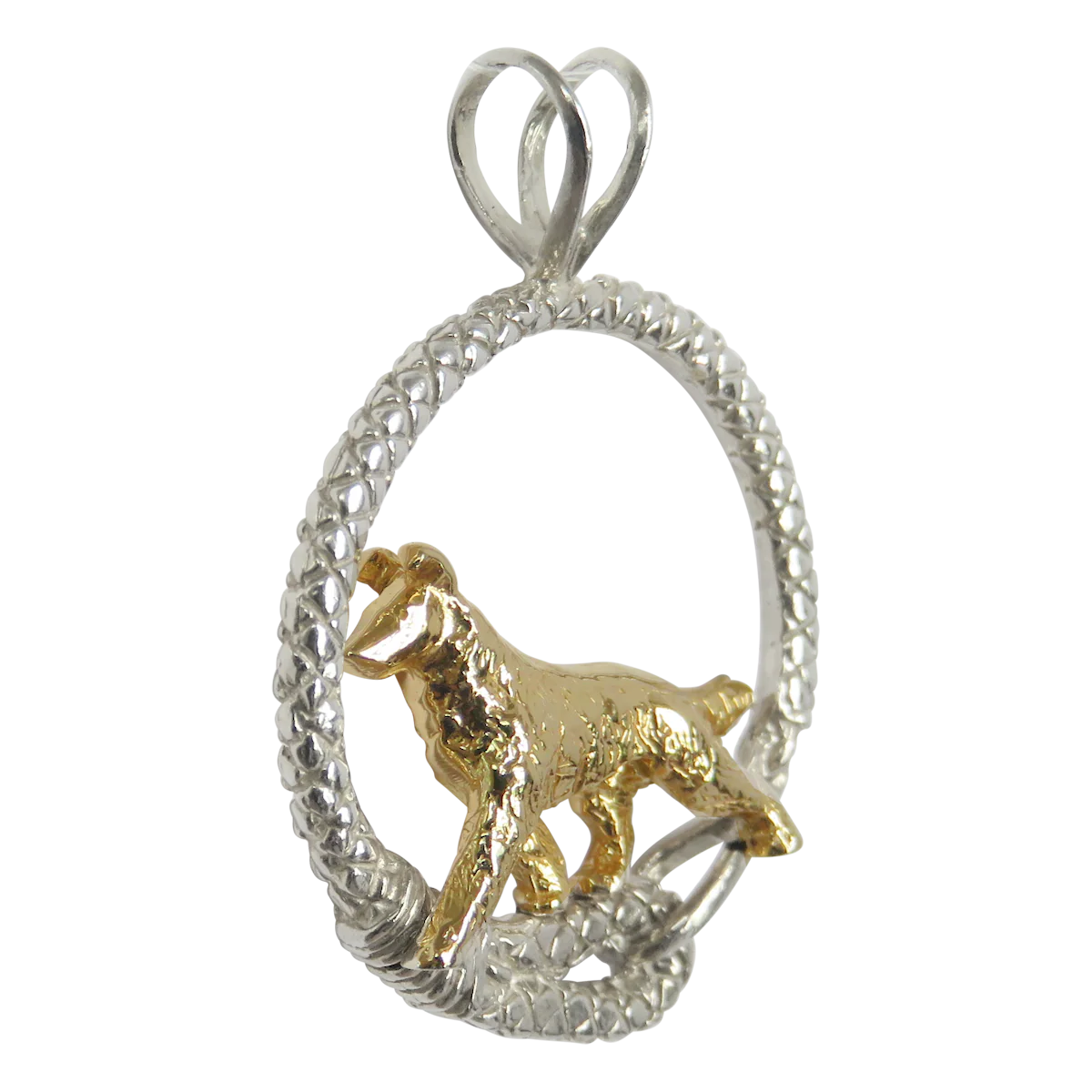Smooth Coat Collie in Solid 14K Gold and Sterling Silver Leash Pendant - Image 2