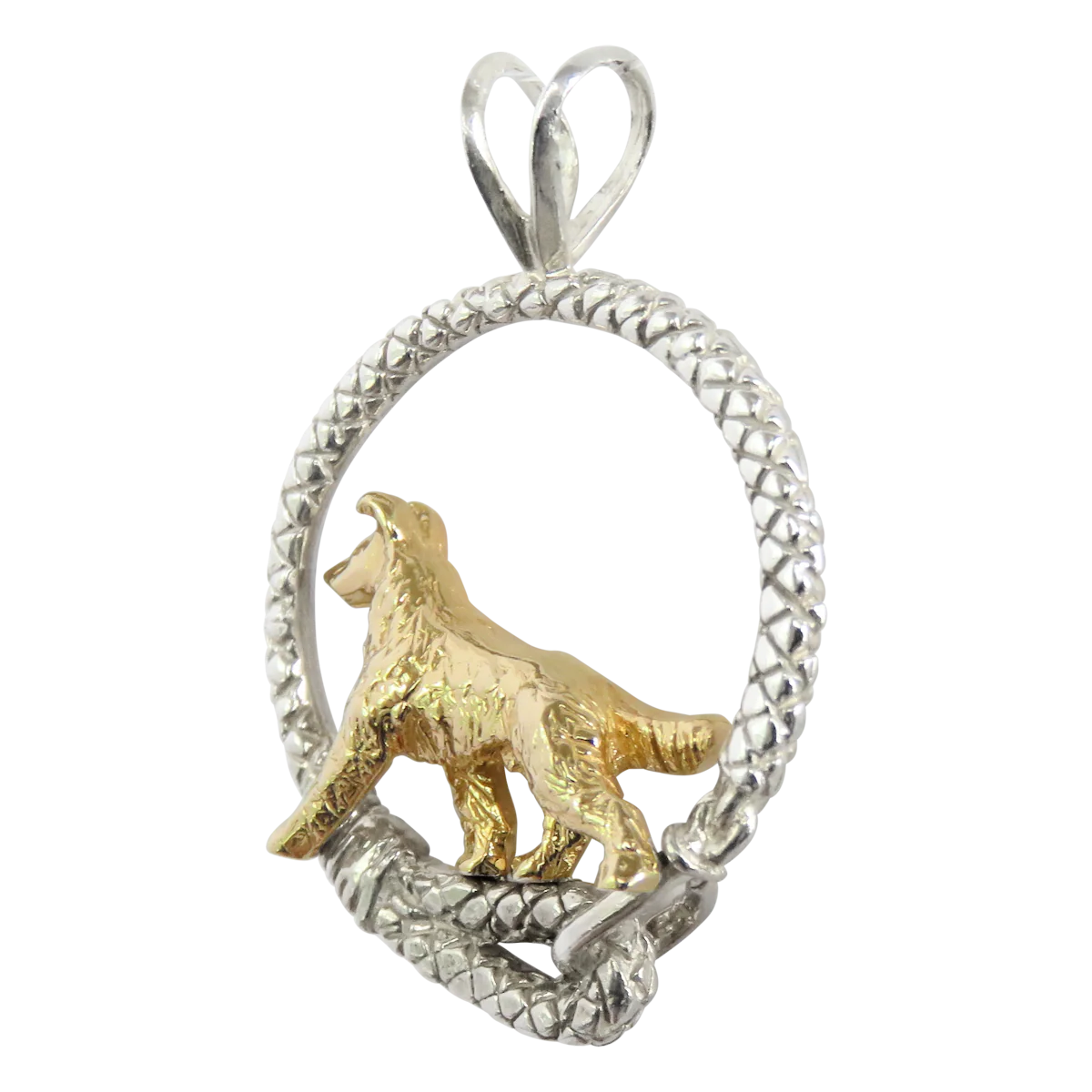 Smooth Coat Collie in Solid 14K Gold and Sterling Silver Leash Pendant - Image 3