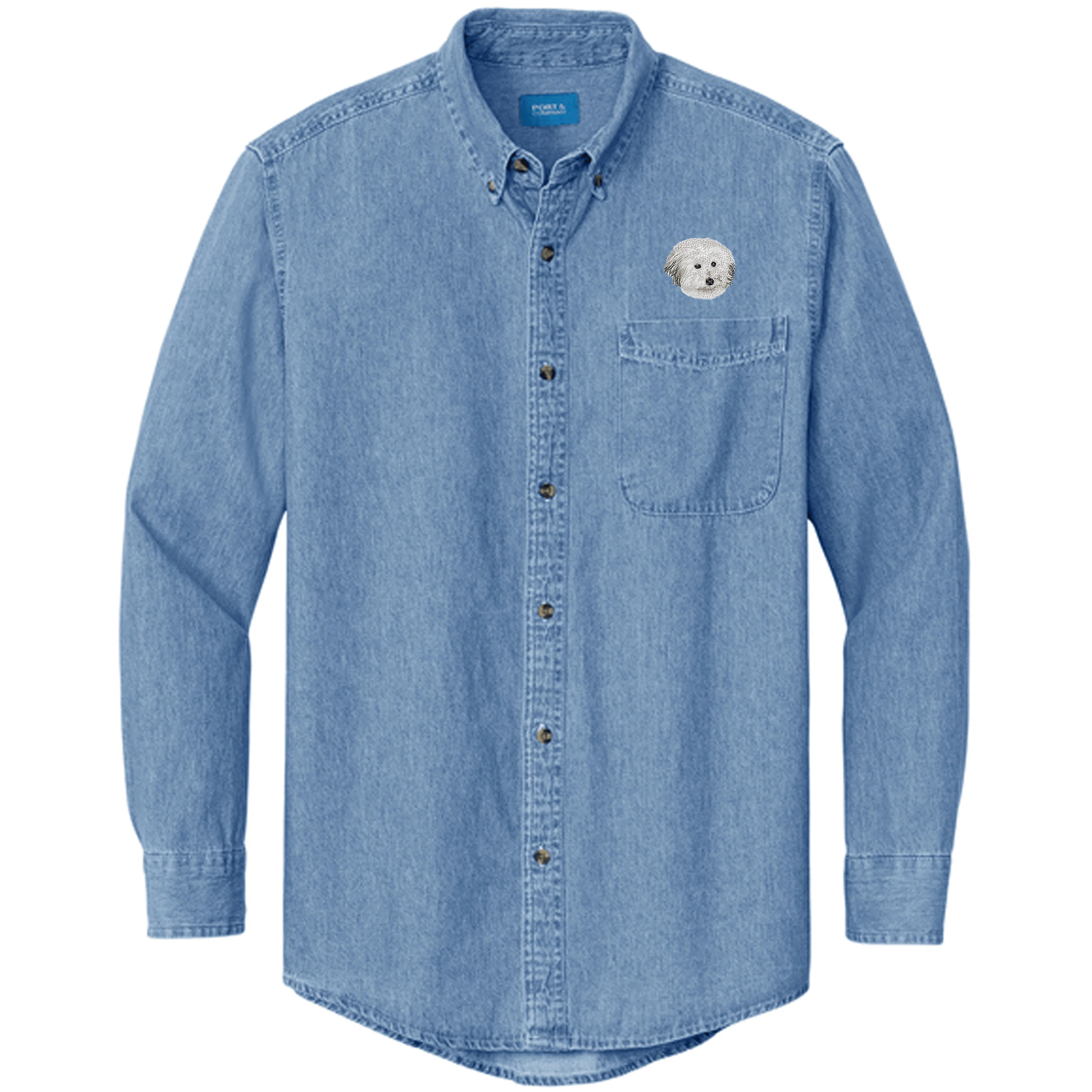 Coton de Tulear Embroidered Men's Denim Shirt