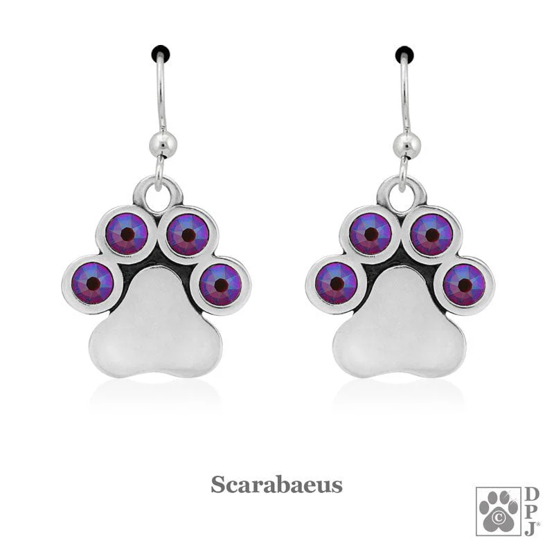 You Are My Shining Light Birthstone Paw Print Earrings