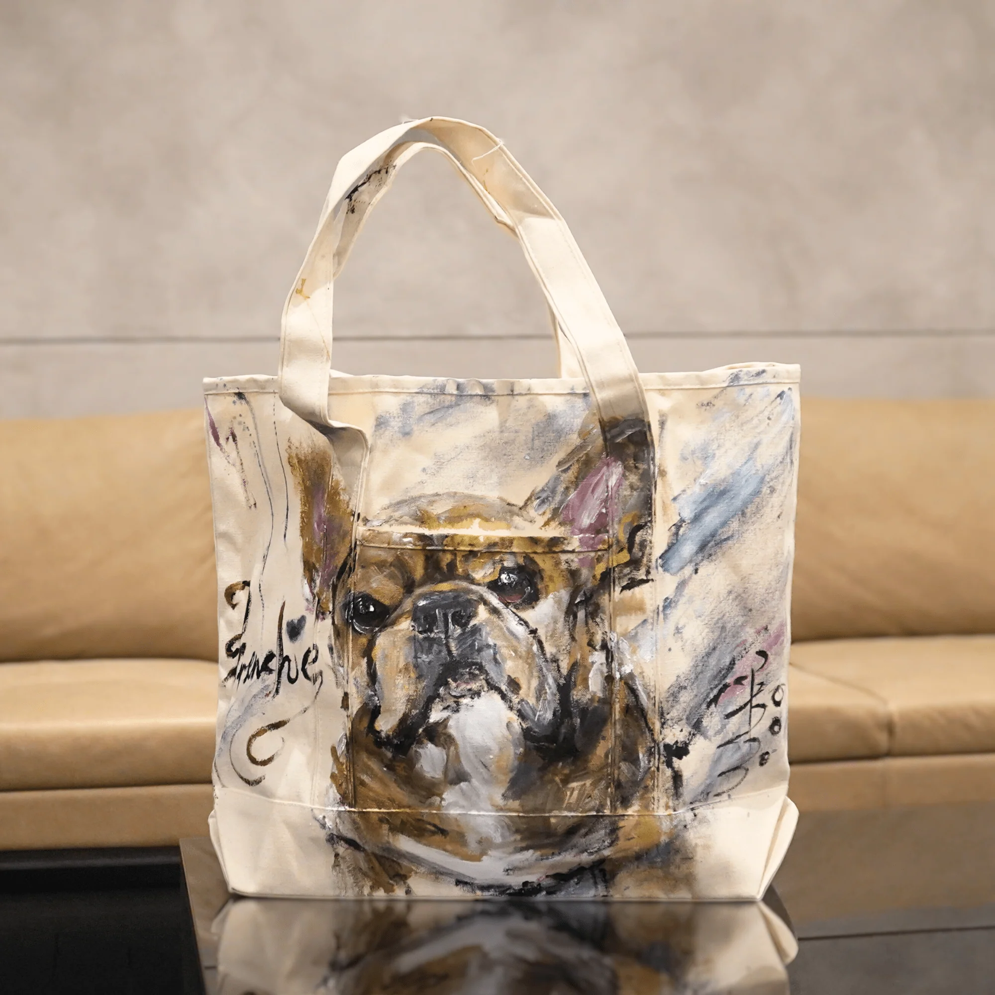 Customized Hand-Painted Dog Breed Tote Bag - Image 2