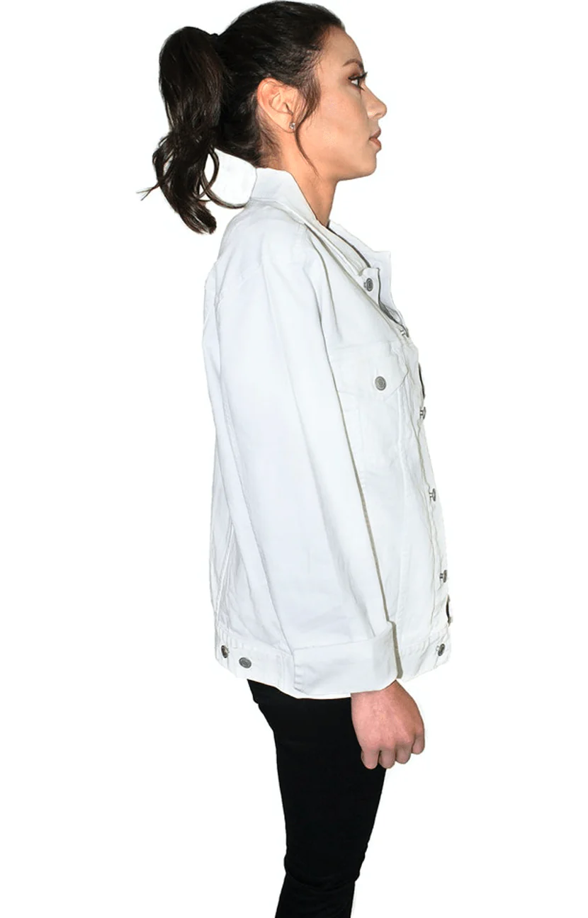 Customized Hand-Painted Dog Breed White Denim Jacket - Image 5