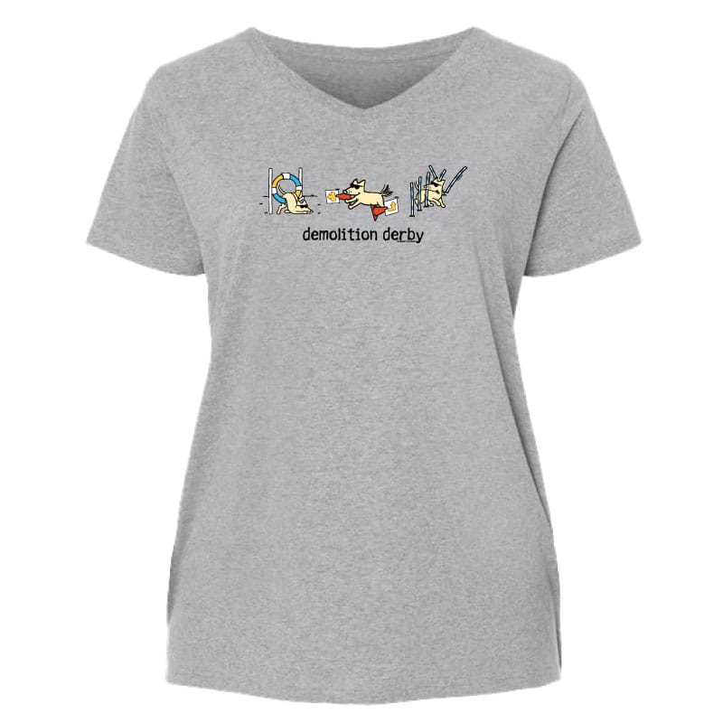 Demolition Derby  - Ladies Curvy V-Neck Tee