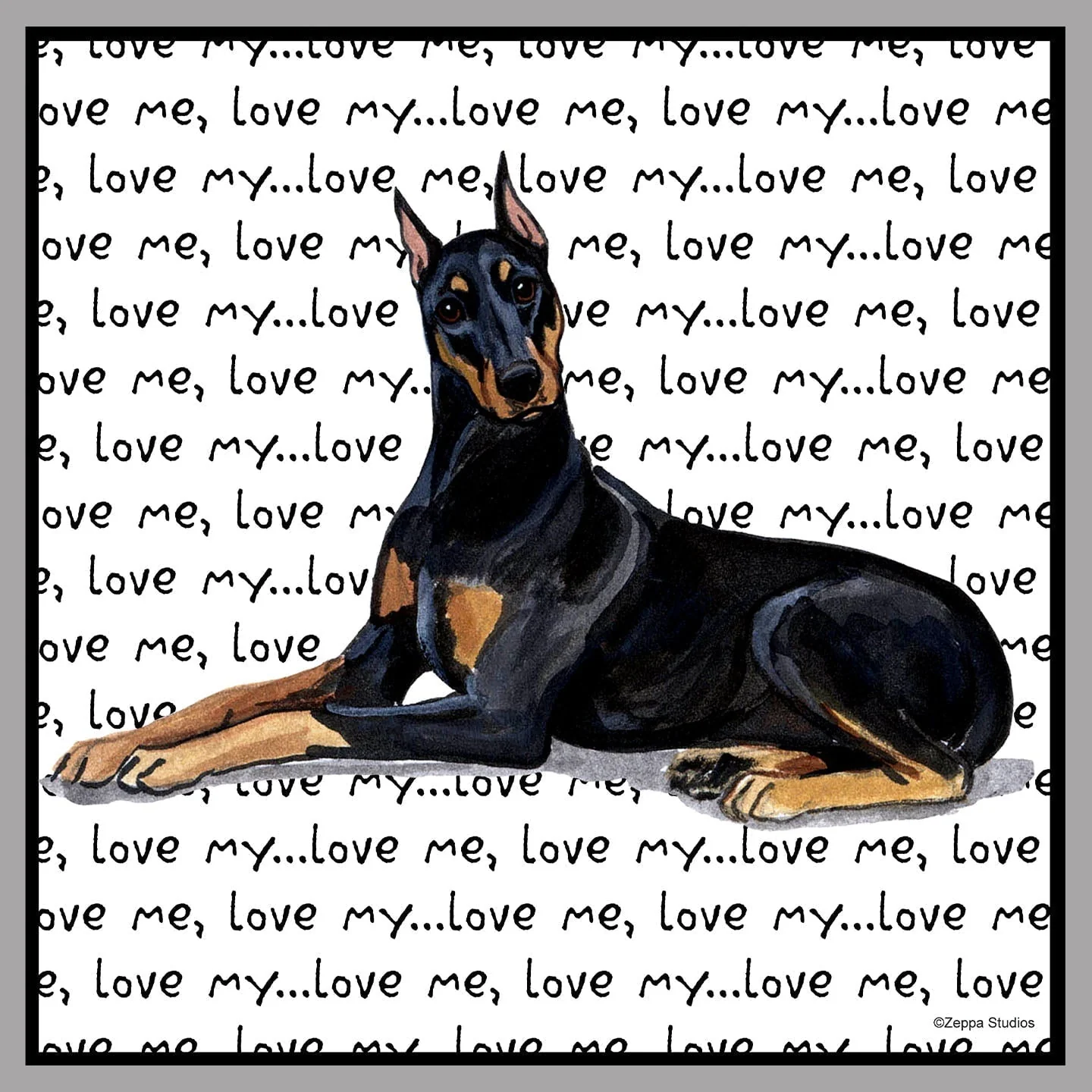 Doberman Pinscher Love Text - Women's V-Neck T-Shirt - Image 2