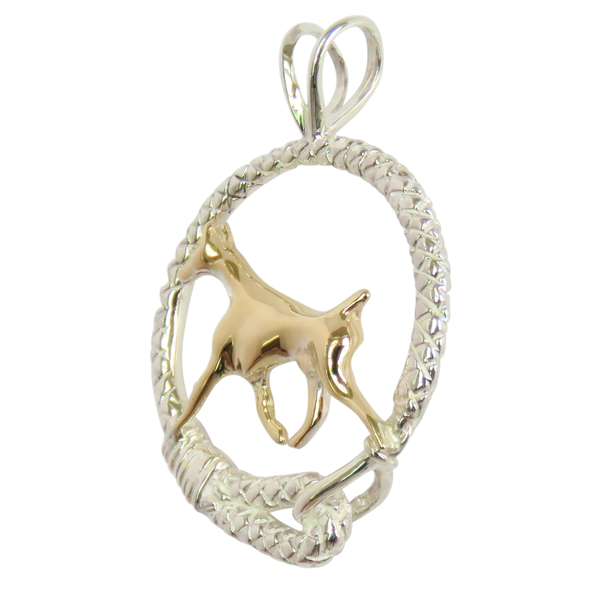 Doberman Pinscher in Solid 14K Gold and Sterling Silver Leash Pendant - Image 3