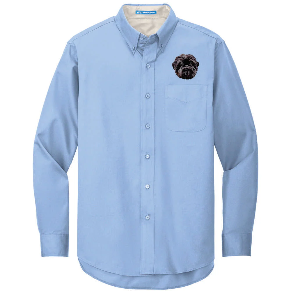 Affenpinscher Embroidered Long Sleeve Button Up Shirt